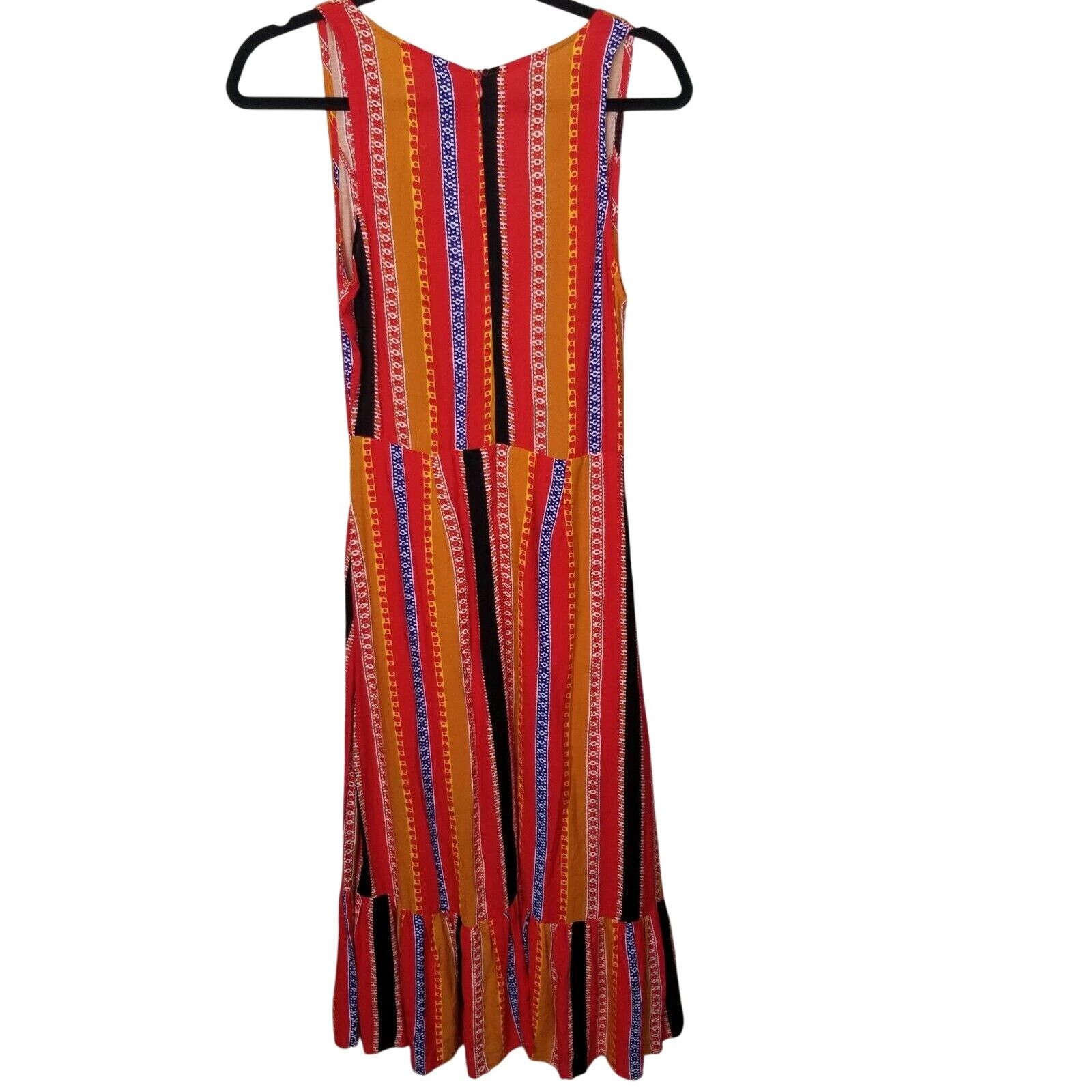 Gianni Valentino Gianni Bini Womens Stella Striped Midi Dress Ruffle Hem S Size S / US 4 / IT 40 - 8 Thumbnail
