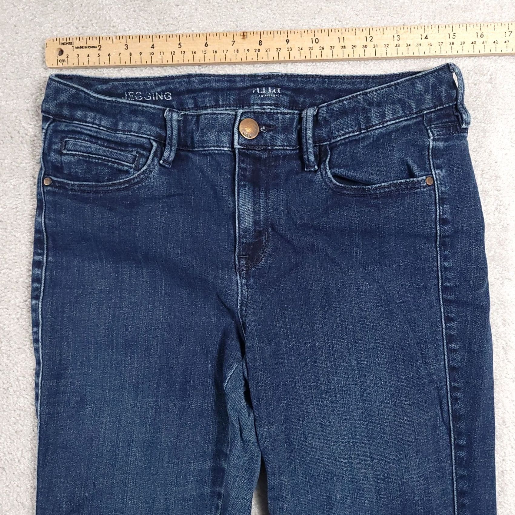 Denime a.n.a Jeans Skinny Leg Stretch Denim Low Rise 29 Women's Jeans Slim 5-Pocket Blue Moderate Wash Size 29" - 4 Thumbnail