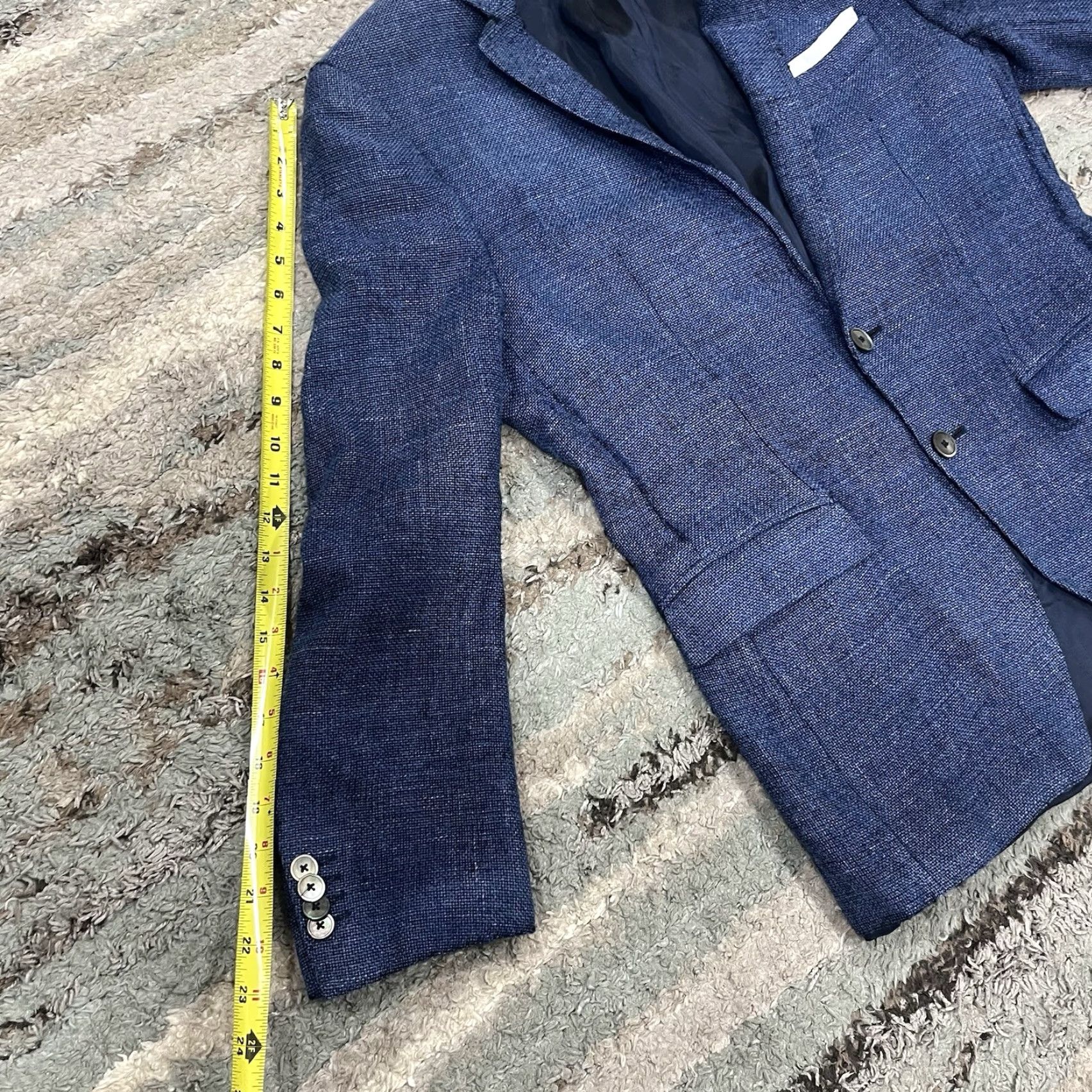 Hugo Boss Hugo Boss Blazer Men 36 Blue Silk Wool Linen 2 Piece Vitale Barberis Canonico - READ Size 36R - 7 Thumbnail