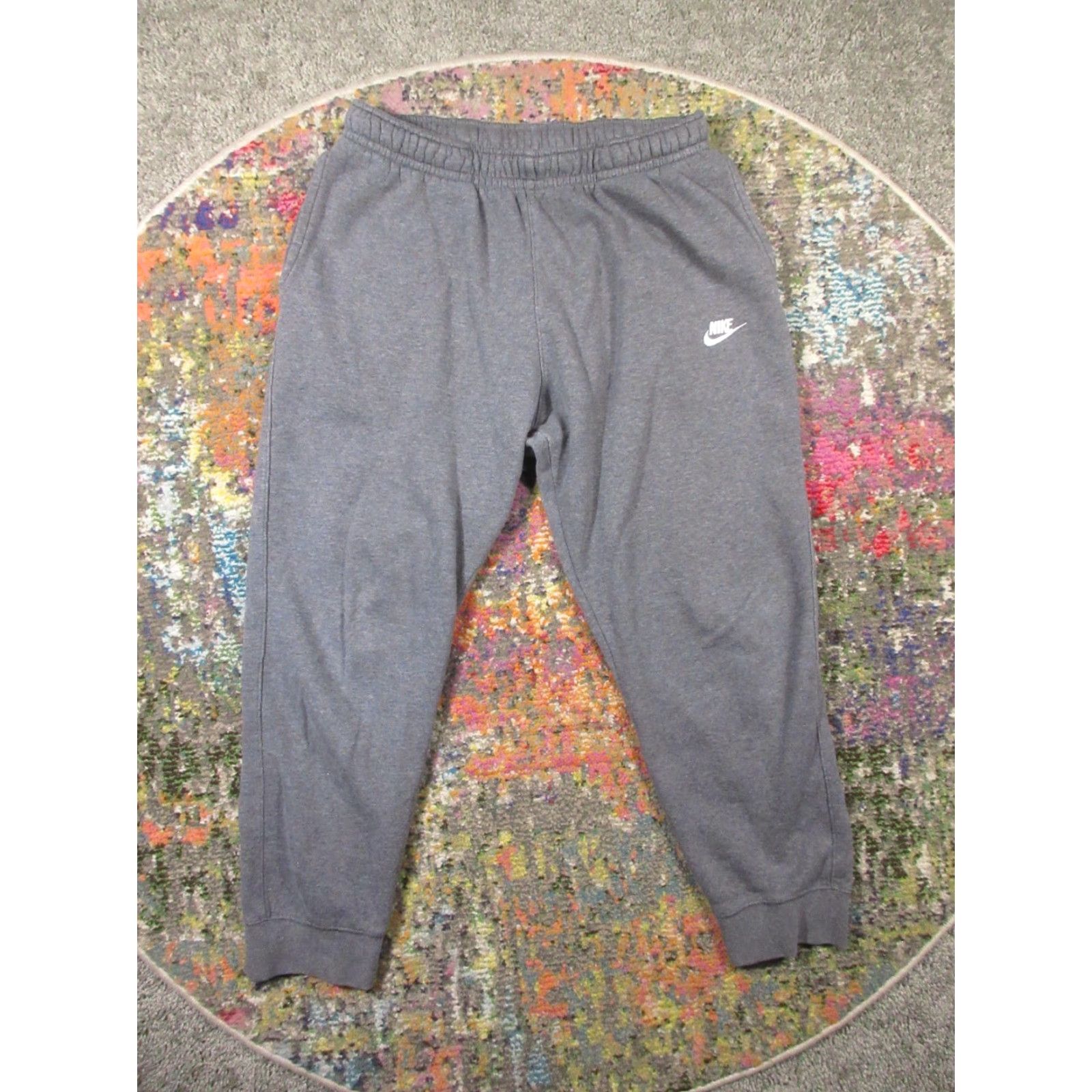 Nike Nike Sweatpants Adult L Gray Fleece Joggers Embroidered Swoosh 27 In Inseam Mens Size US 33 - 2 Thumbnail