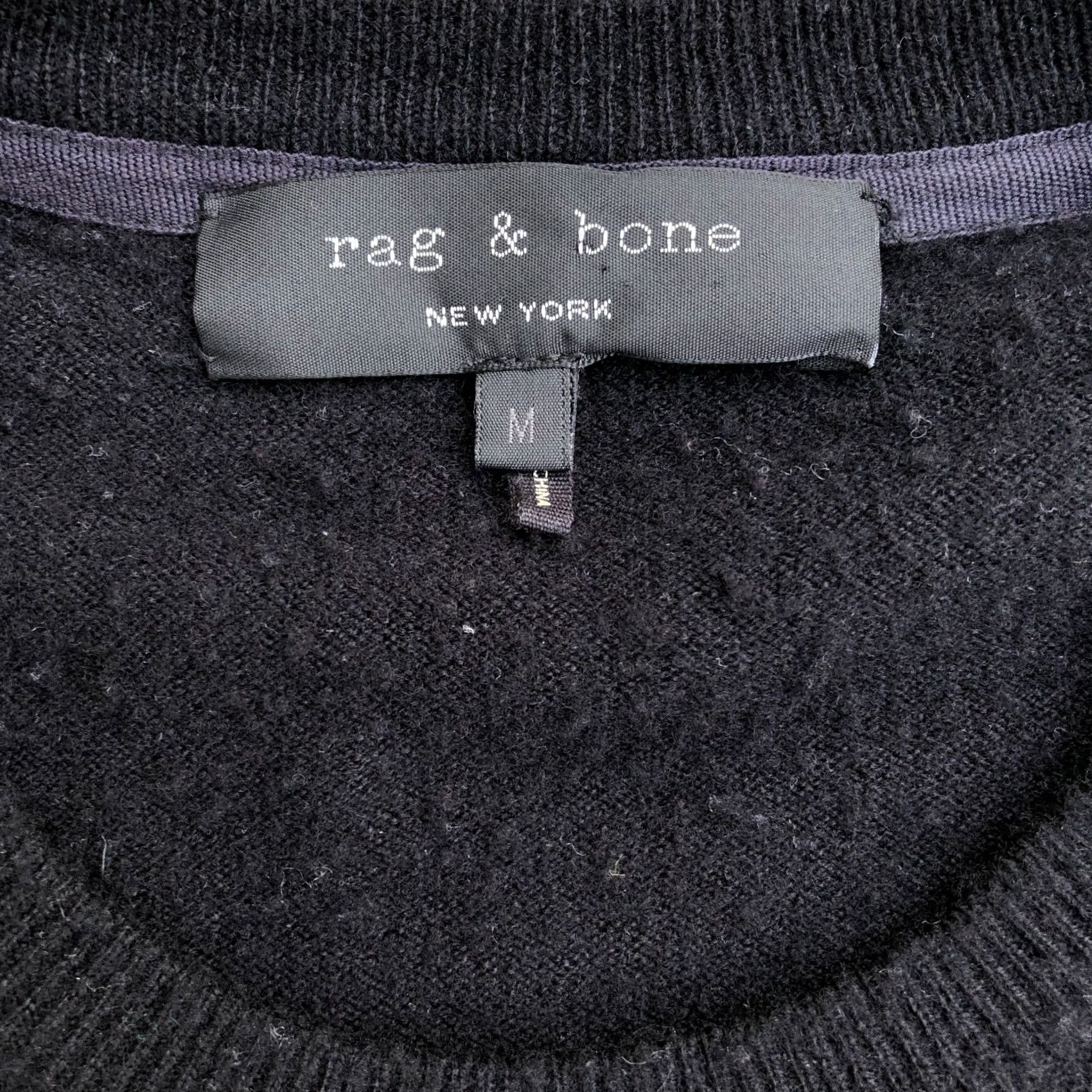 Rag & Bone rag & bone New York Pullover Sweater Mens MED 100% Merino Wool Black Crew Size US M / EU 48-50 / 2 - 3 Thumbnail
