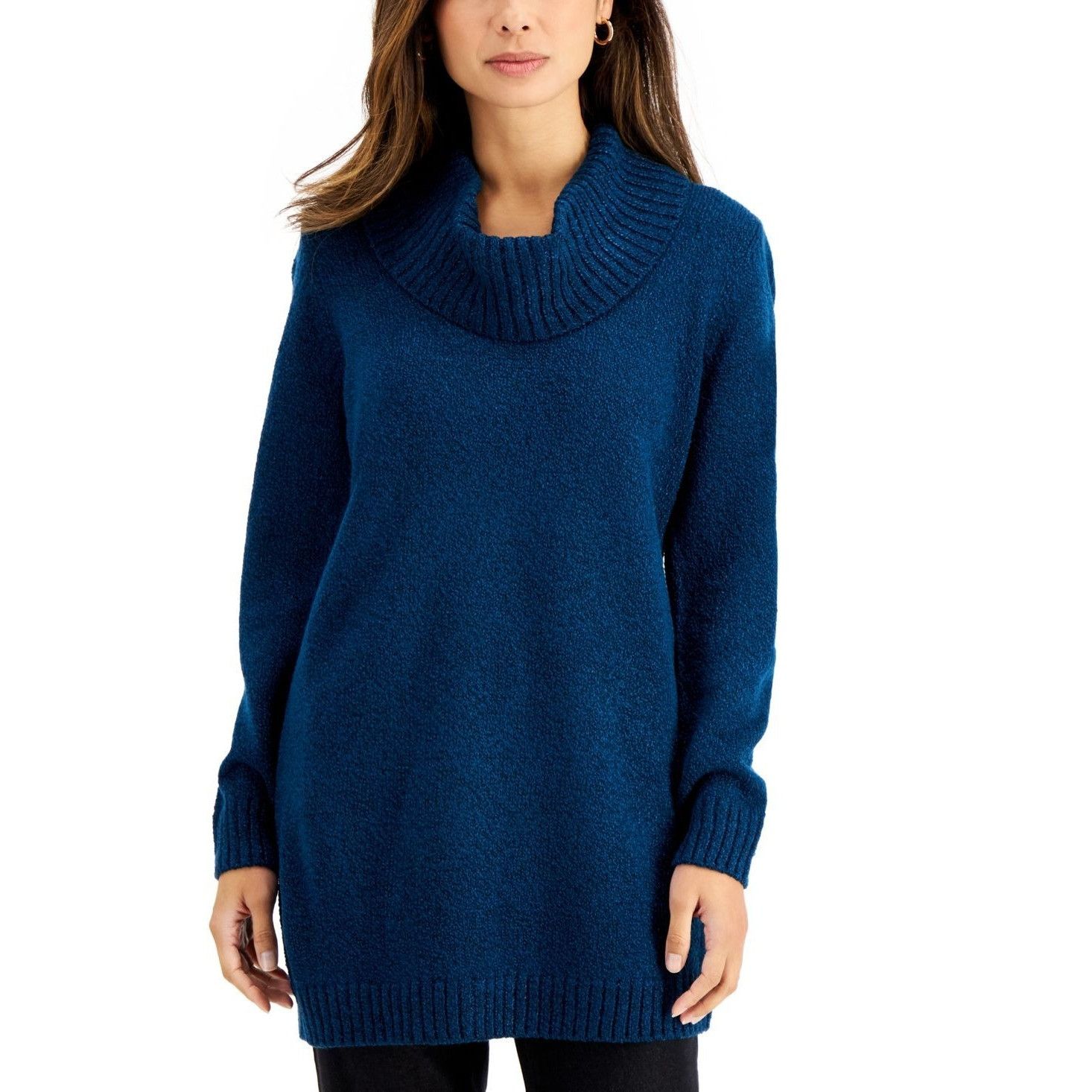 Other Karen Scott Women's Cowl Neck Tunic Sweater Teal Lake Marled Size ONE SIZE - 1 Thumbnail