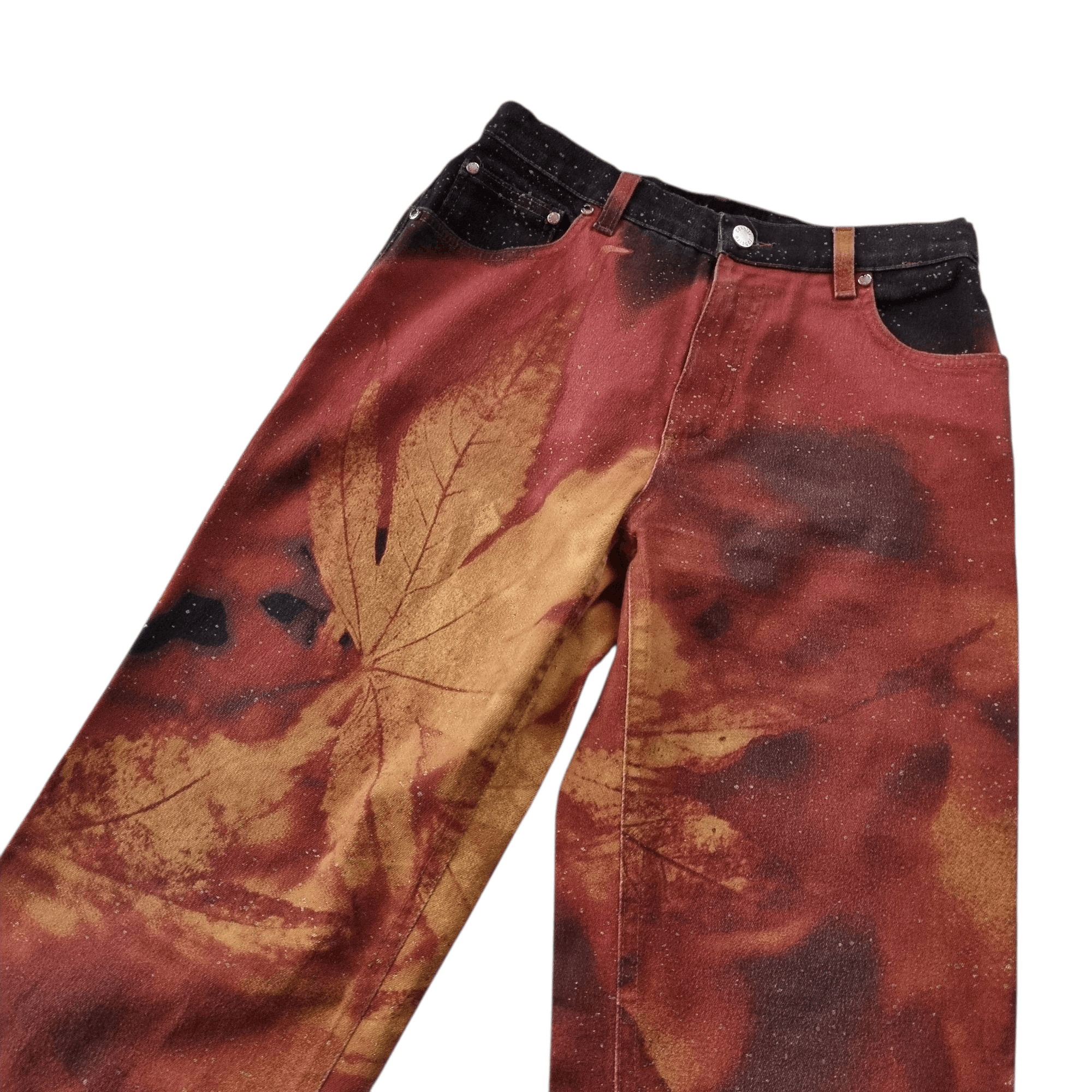 Roberto Cavalli Roberto Cavalli red leaf print jeans F/W 1999 Size 27" / US 4 / IT 40 - 6 Thumbnail