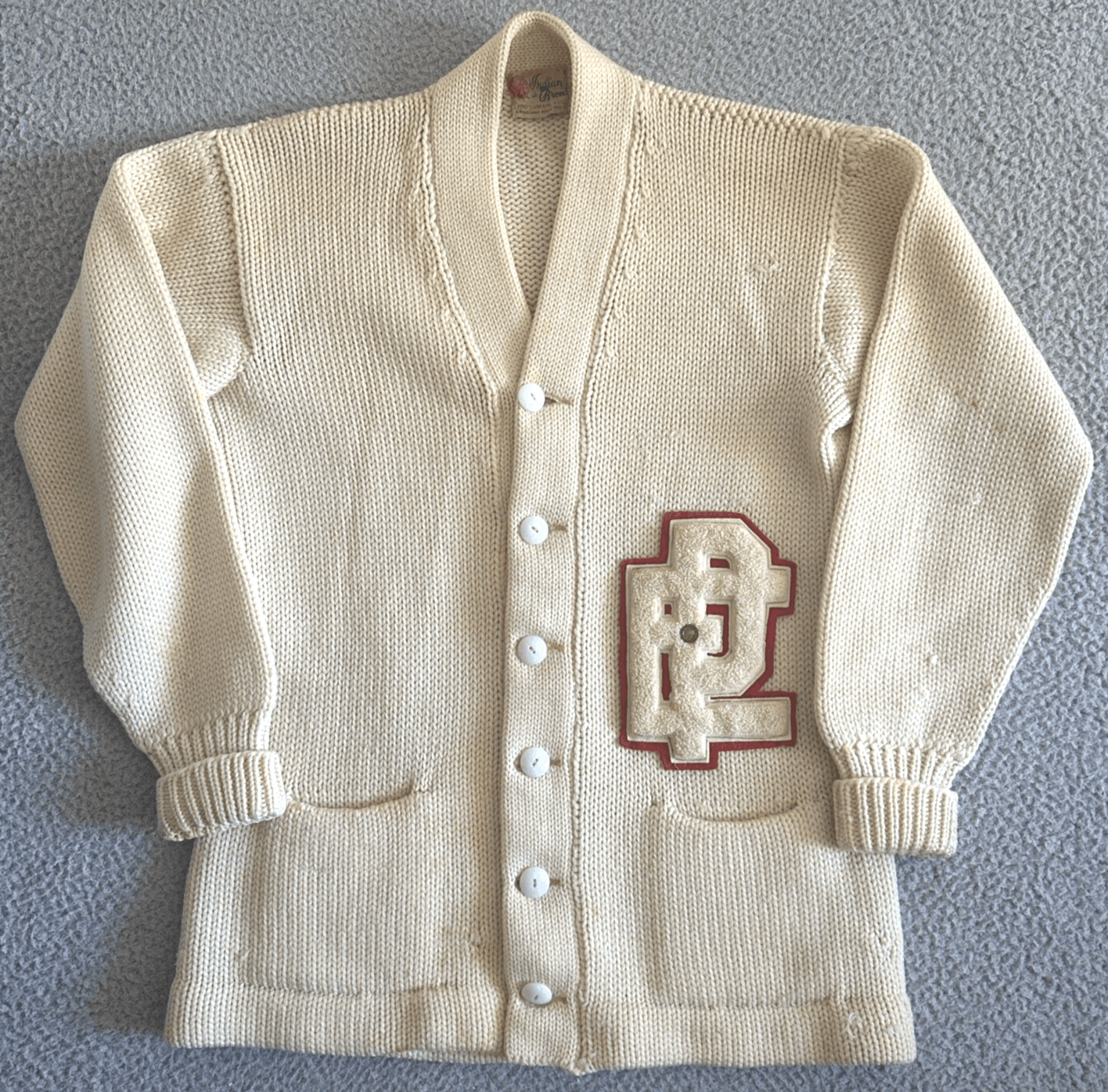 Vintage 50s Virgin Wool Sweater Cardigan Varsity Academia