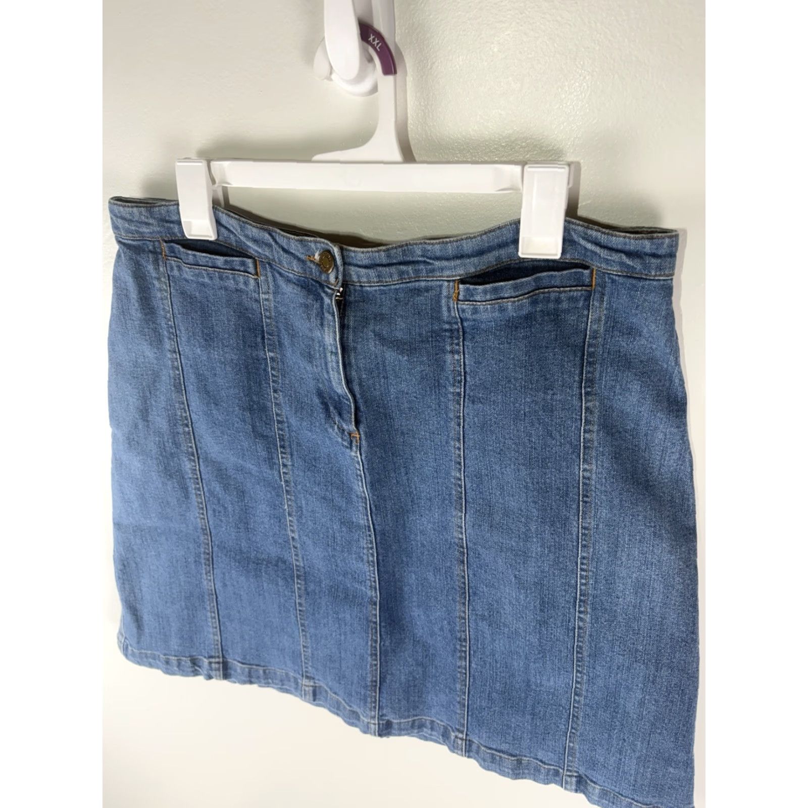 Denime Jones Sport A-Line Midi Denim Skirt Women's Size 14 Blue 90s Casual Size 36" / US 14 / IT 50 - 2 Thumbnail