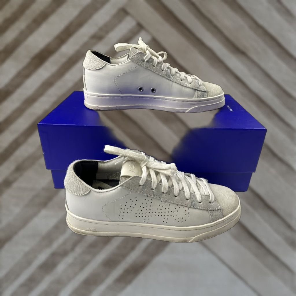 P448 P448 Jack Sneakers Women's 37 Low Top White Pink Fluro Leather Cowhide Breathable Cushioned Casual Walking Shoes Size M / US 6-8 / IT 42-44 - 1 Thumbnail
