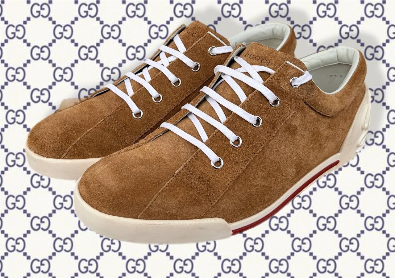 Gucci Gucci Script Logo Shoes Men's Size 41 Brown Suede Sneakers Size US 8 / EU 41 - 1 Thumbnail