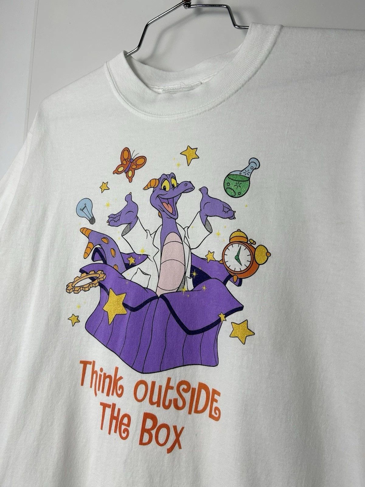 Disney × Vintage VTG FIGMENT THINK OUTSIDE THE BOX T-SHIRT SIZE M WHITE Size US M / EU 48-50 / 2 - 2 Thumbnail