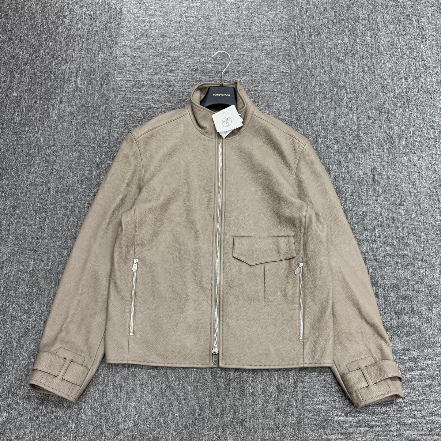 Hermes Hermes Beige Leather Jacket with Standing Collar Size US M / EU 48-50 / 2 - 1 Thumbnail
