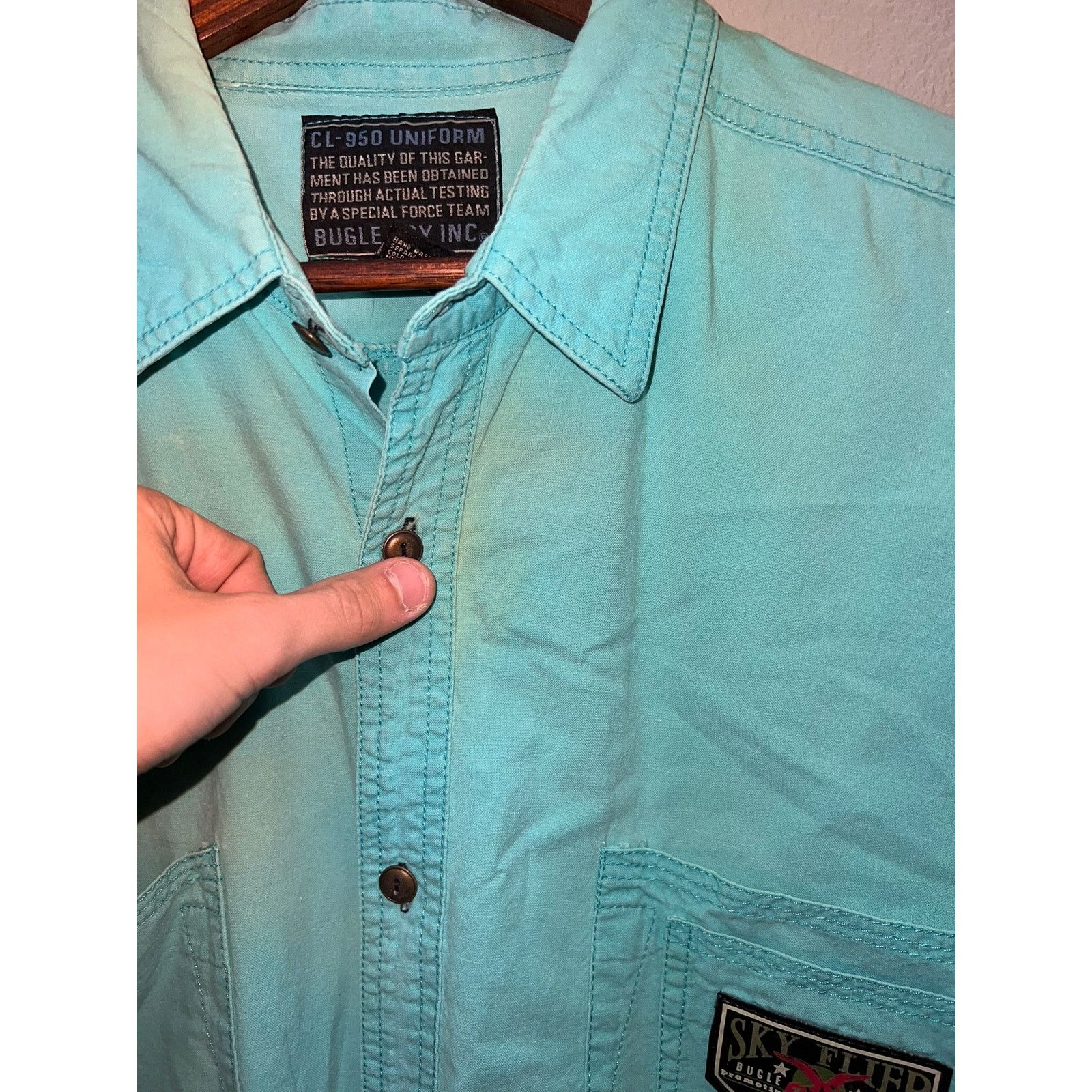 Bugle Boy Bugle Boy CL-950 Uniform Button Down Sky Flier Shirt VTG XL Size US XL / EU 56 / 4 - 4 Thumbnail