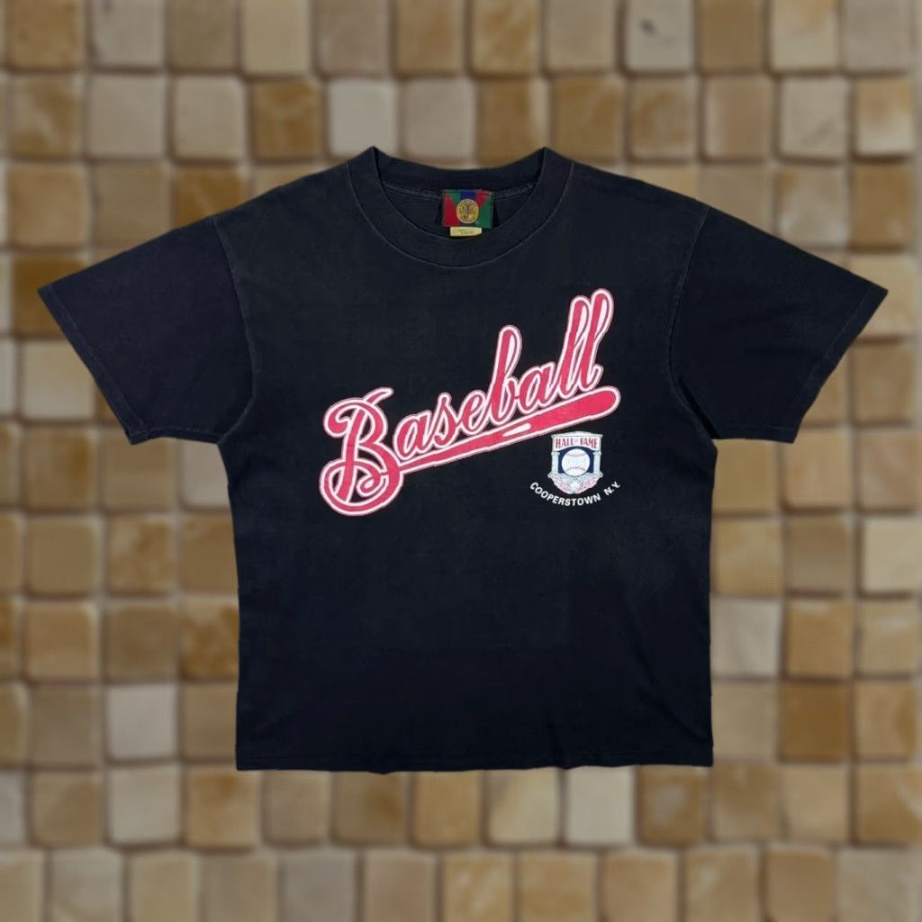 Vintage VINTAGE Baseball Hall Of Fame “1992 Inductees” Souvenir Single Stitch T-Shirt L Black Mens Regular Cotton Graphic Back Front Size US L / EU 52-54 / 3 - 1 Thumbnail