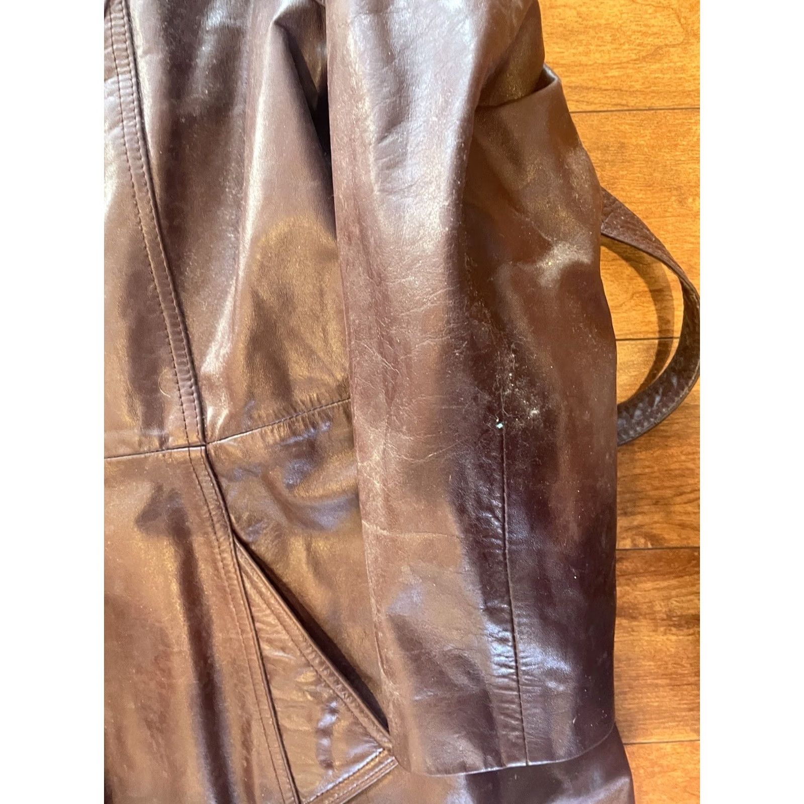 Vintage VINTAGE Avant Garde Jacket Women’s S/M Deep Brown/Maroon Faux Leather 90s Size S / US 4 / IT 40 - 4 Thumbnail