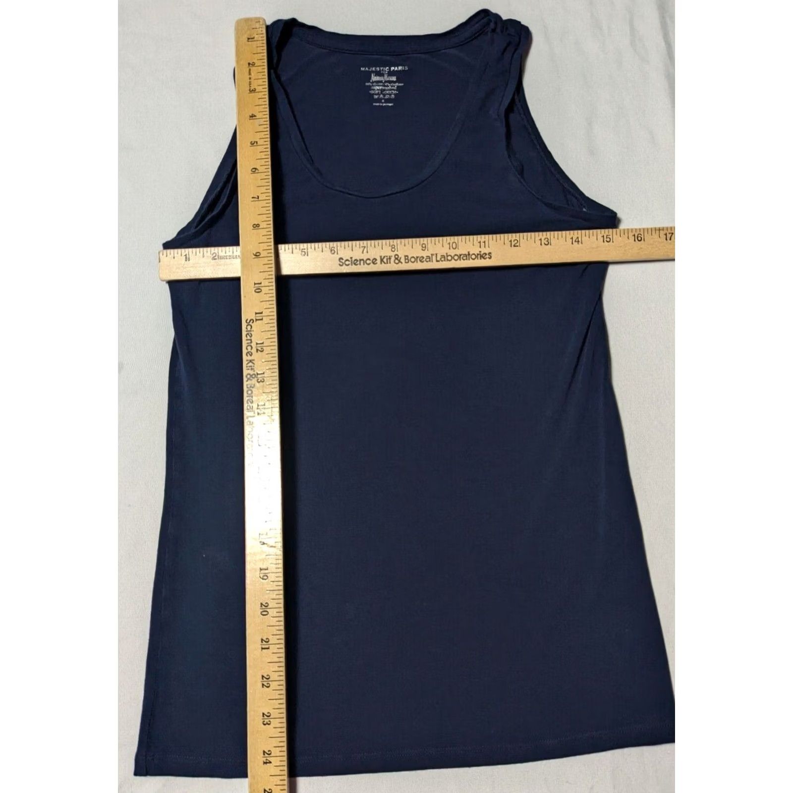 Vintage Majestic Paris for Neiman Marcus Women Tank Top 4 Blue Viscose Blend Sleeveless Round Neck Casual Knit Tank Top Women Size S / US 4 / IT 40 - 5 Thumbnail