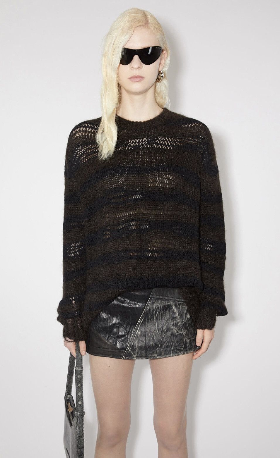 image of Acne Studios Distressed Stripe Jumper in Charcoal Grey, Women's (Size XS)