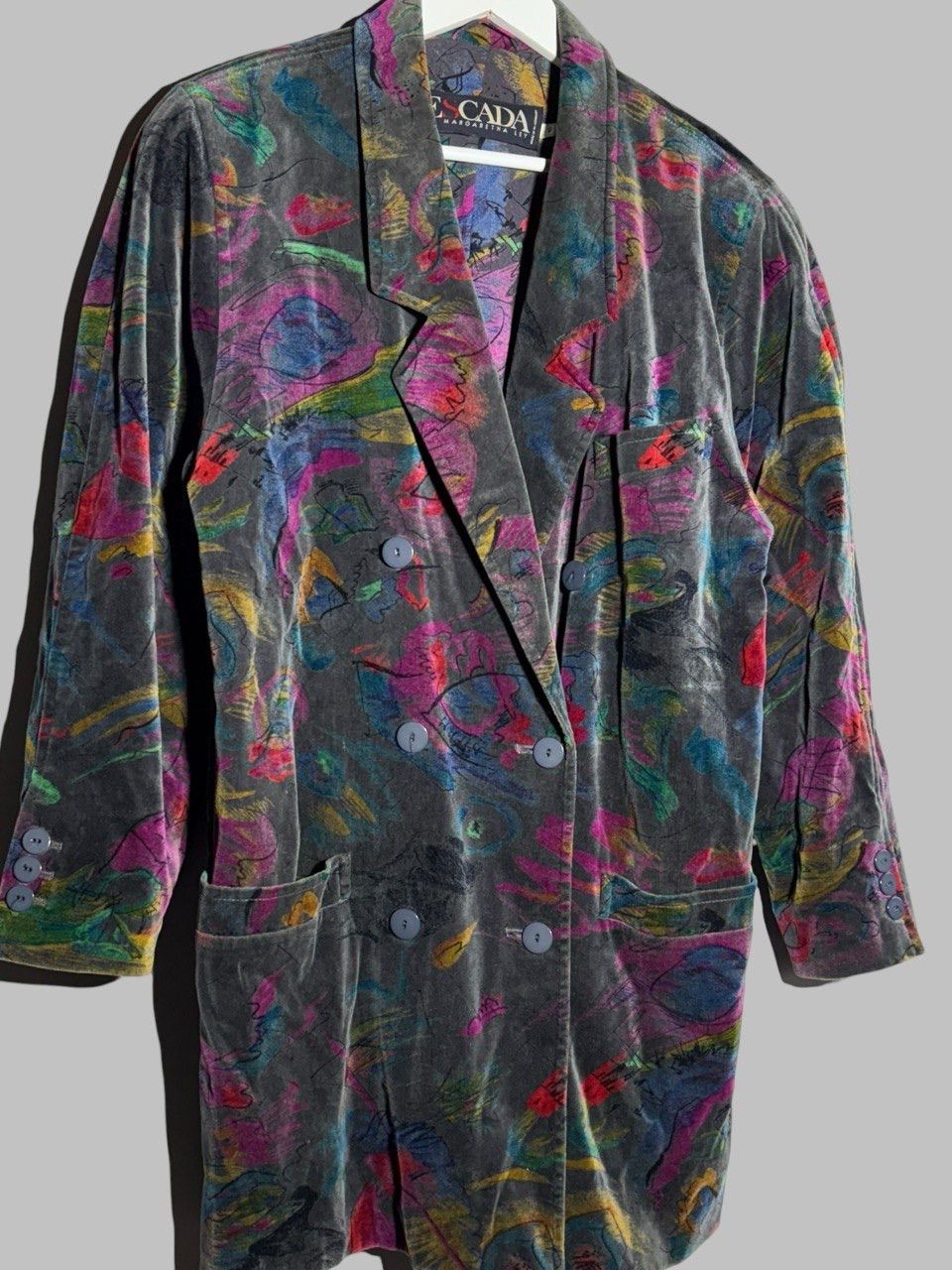 Escada Escada By Margaretha Ley 2-Breasted Abstract AOP Velour Coat Size M / US 6-8 / IT 42-44 - 3 Thumbnail