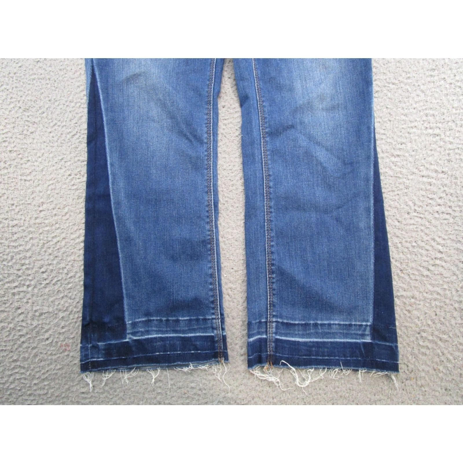 Denime Unpublished Denim Jeans Women's Size 30 2 Tone Blue Stretch Raw Hem 5-Pocket Straight Regular Denim Size 30" / US 8 / IT 44 - 2 Thumbnail
