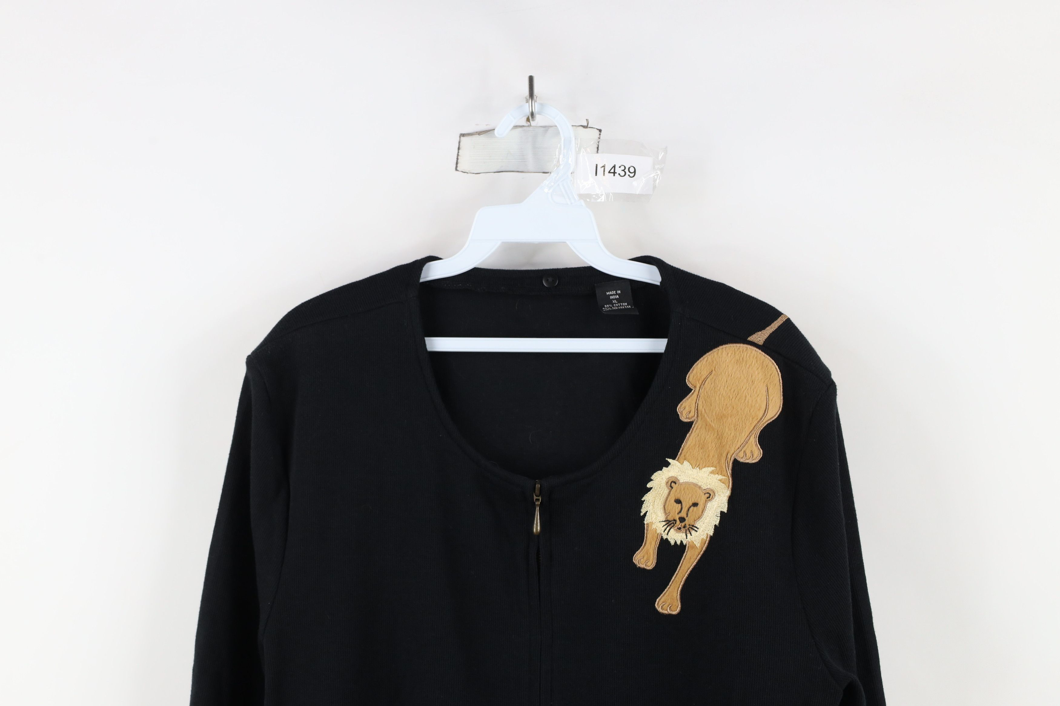 Vintage Vintage 90s Y2K Streetwear Knit Safari Lion Cardigan Sweater Size XL / US 12-14 / IT 48-50 - 2 Thumbnail