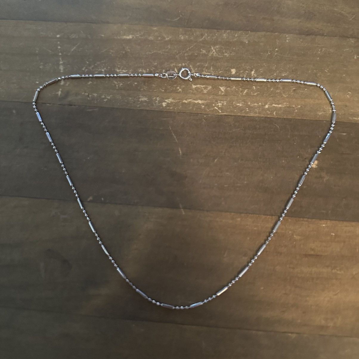 Vintage Vintage 750 white gold plated bar and ball chain necklace Size ONE SIZE - 2 Thumbnail