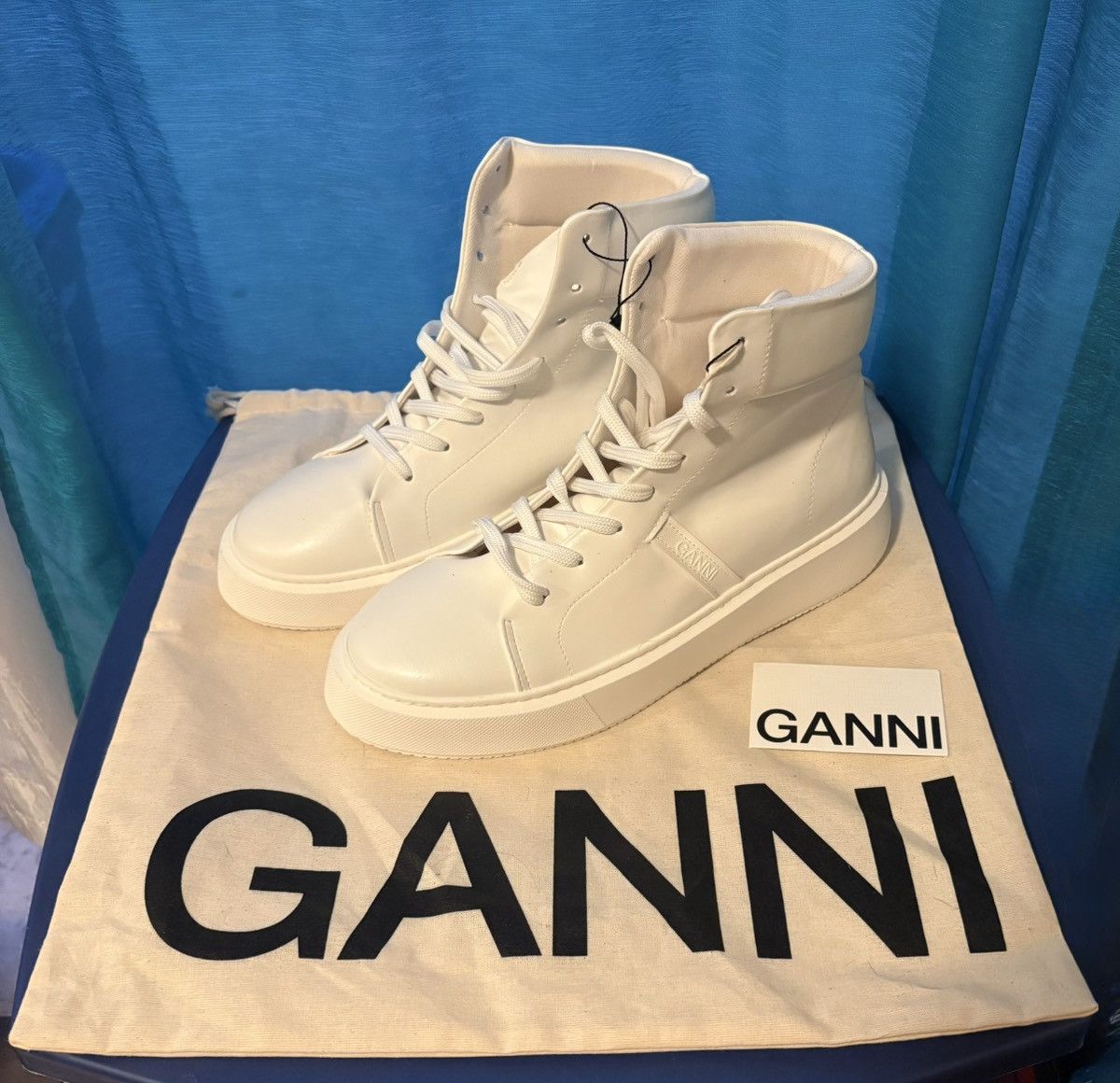 Ganni Ganni White Leather Hight Tops Size US 12 / IT 42 - 1 Thumbnail