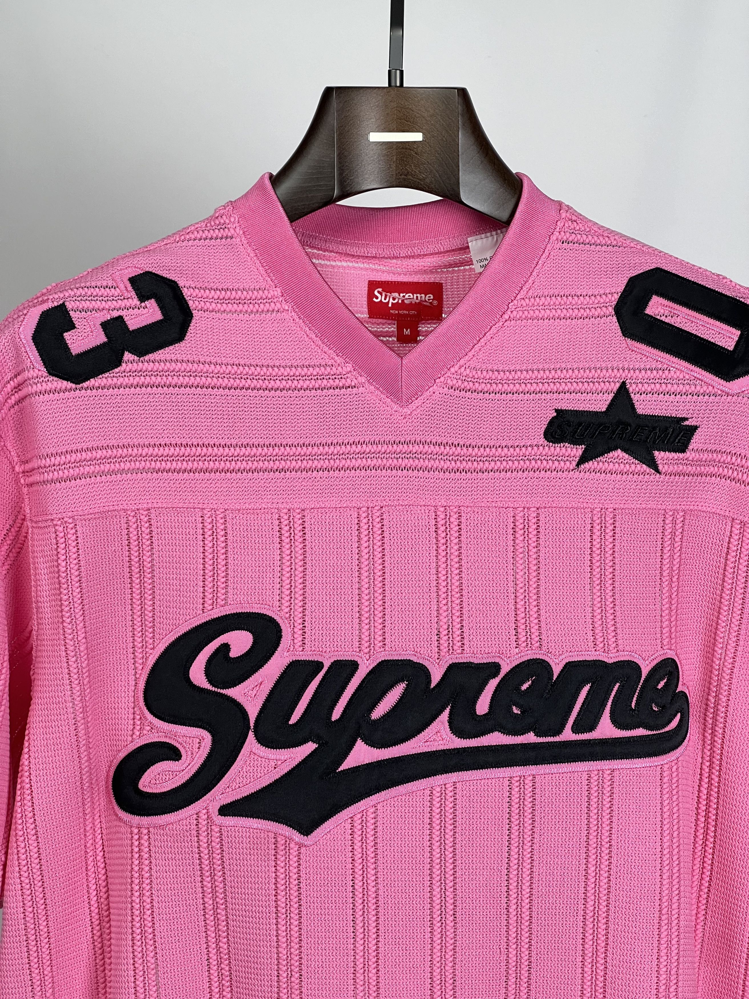 Supreme Brand New Mesh Stripe Football Jersey SS21 Size M