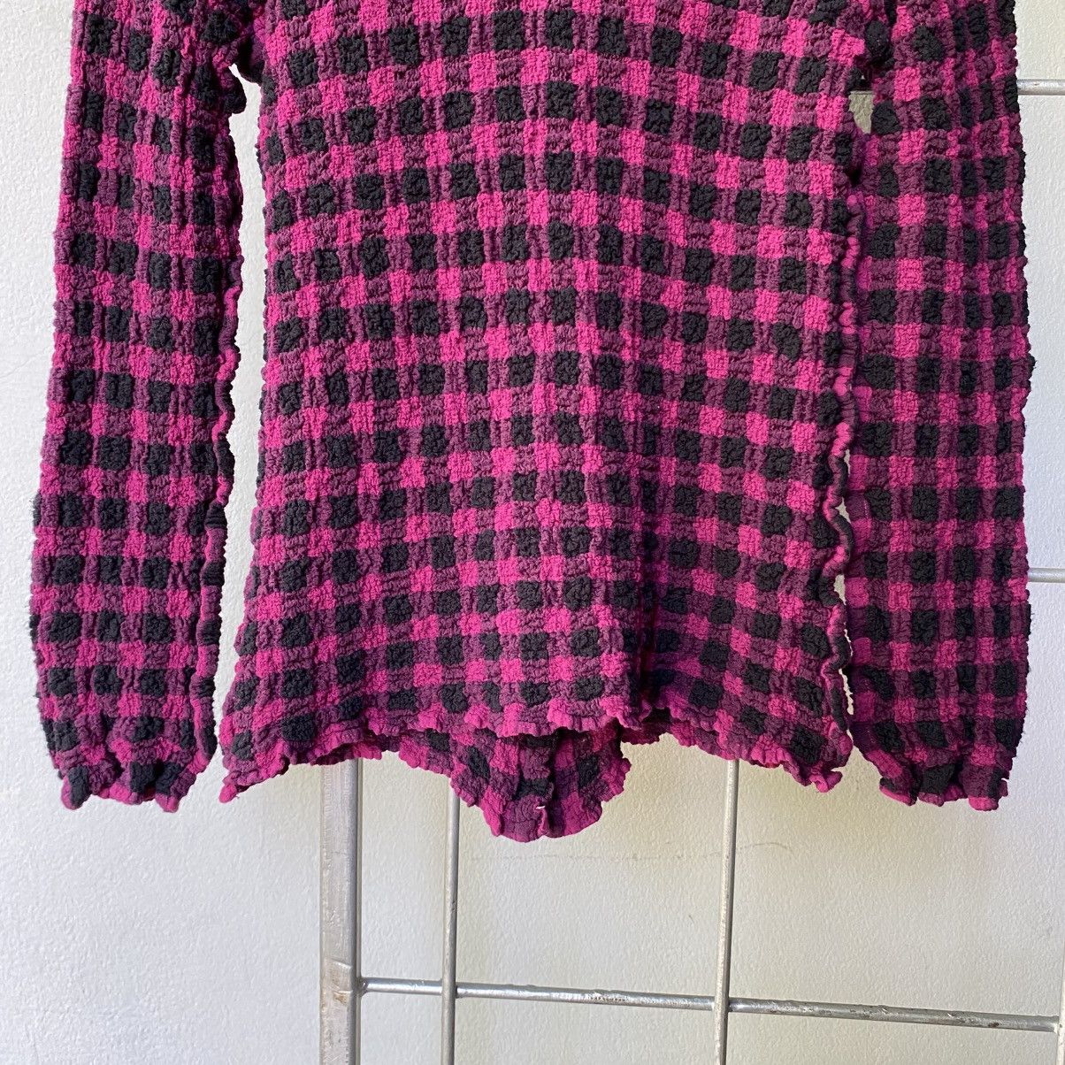 Issey Miyake Me ISSEY IYAKE Pink & Black Check Ruffle Shirt Size M / US 6-8 / IT 42-44 - 12 Thumbnail