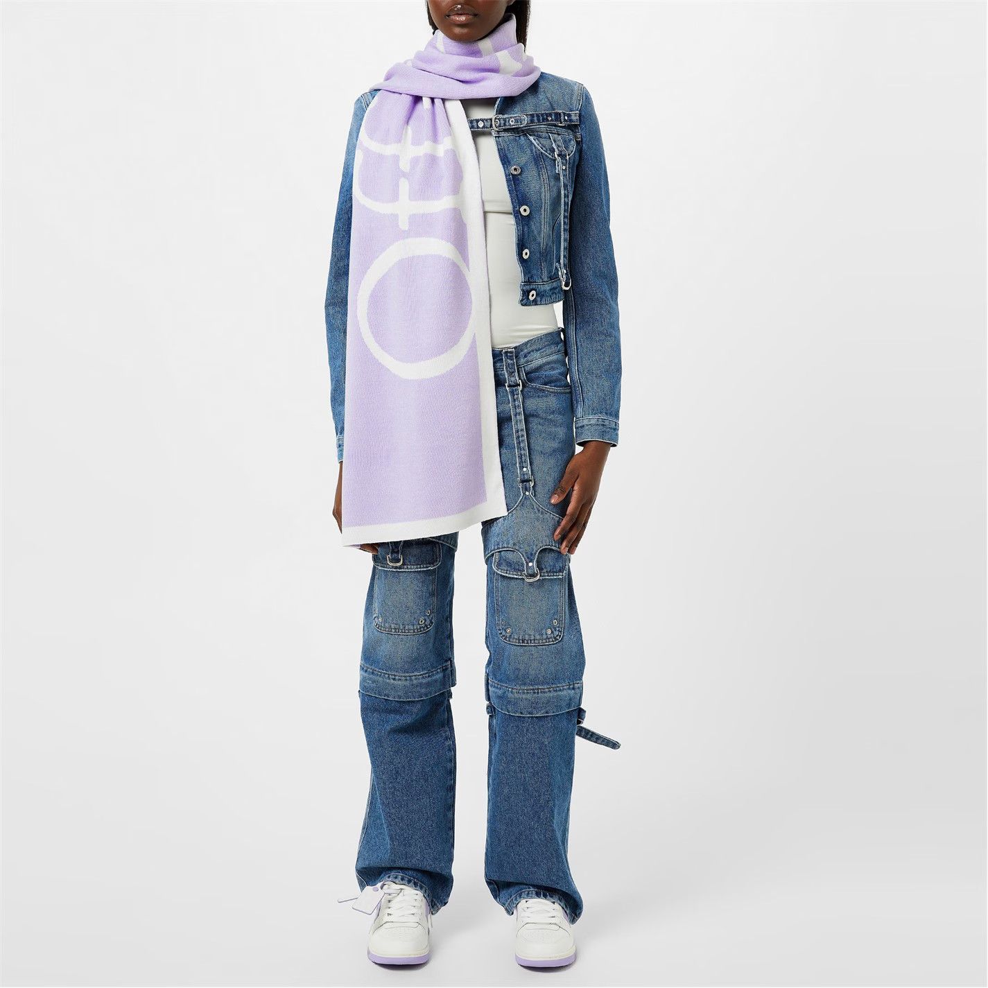 Off-White o1g2r1mq0425 Size: OS / Logo Scarf in Lilac & White Size ONE SIZE - 3 Thumbnail