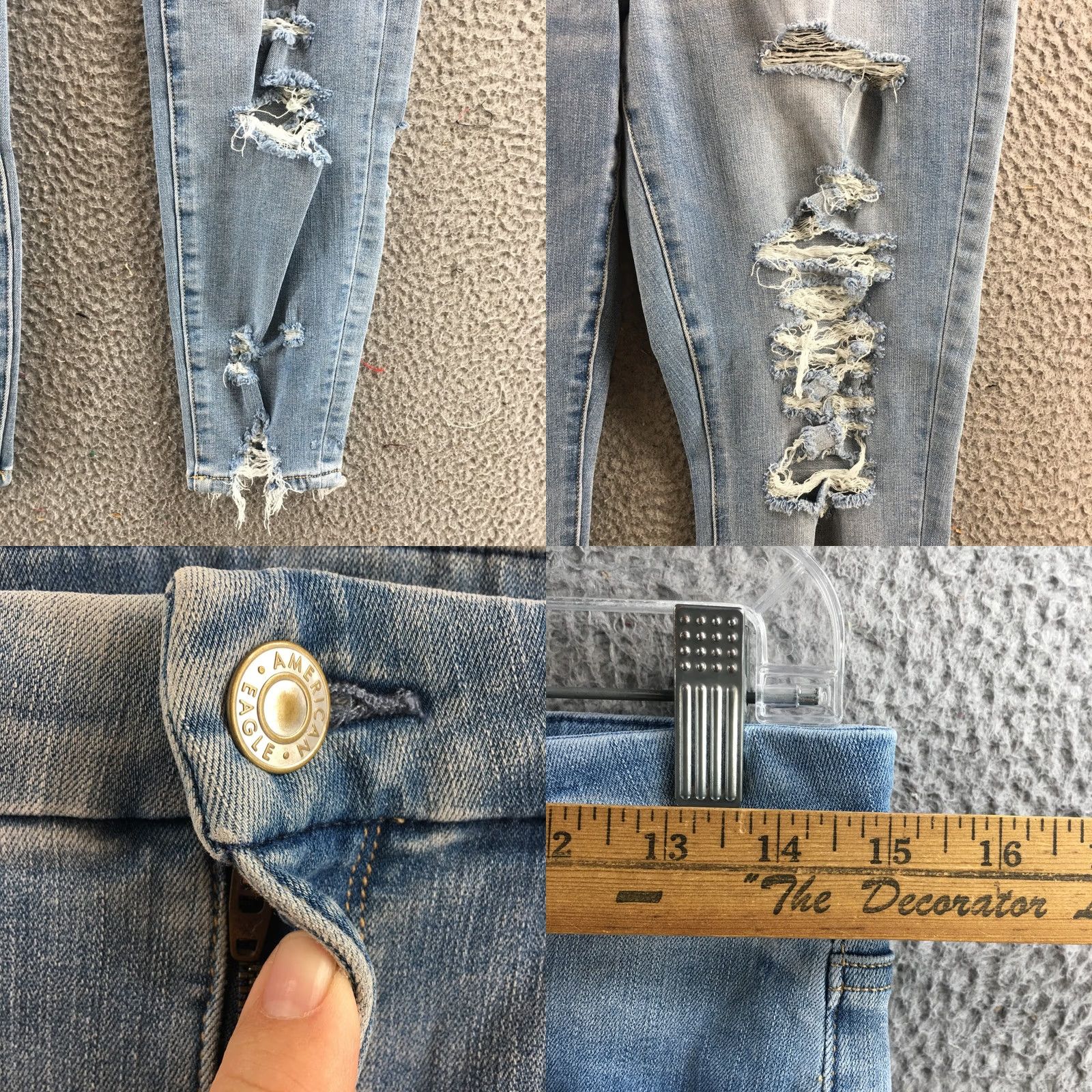 American Eagle Outfitters American Eagle Outfitters Skinny Jeans Womens 8 Blue Denim Mid Rise Distressed Zip Fly Size 30" / US 8 / IT 44 - 8 Thumbnail