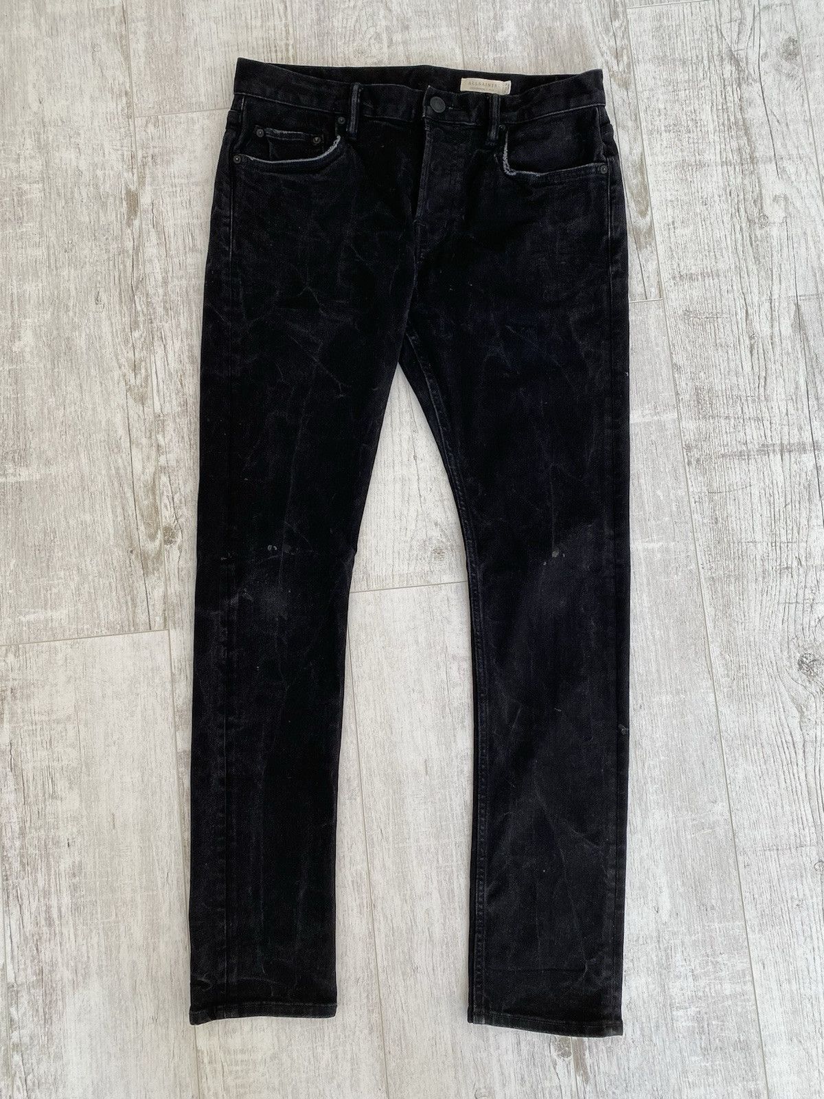 Allsaints Allsaints Mens Cotton Black Washed Denim Jeans Pants Size 32 Size US 32 / EU 48 - 2 Thumbnail