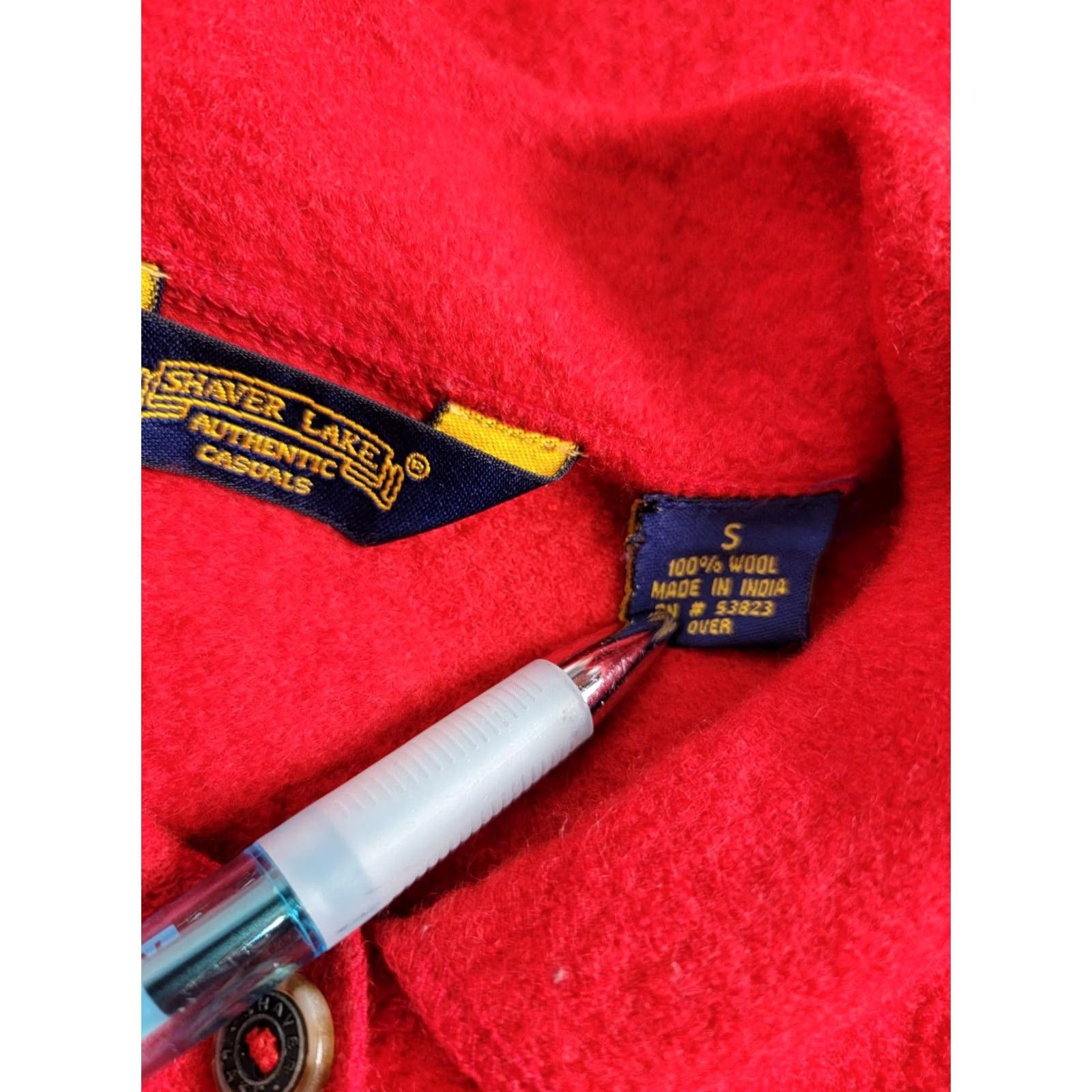 Vintage VINTAGE Shaver Lake Womens 100% Wool Red Button-Down Shirt Jacket Small Holiday Shirt Jacket Womens Red 80s 90s Jeans Formal Casual Mens Womens Size S / US 4 / IT 40 - 3 Thumbnail