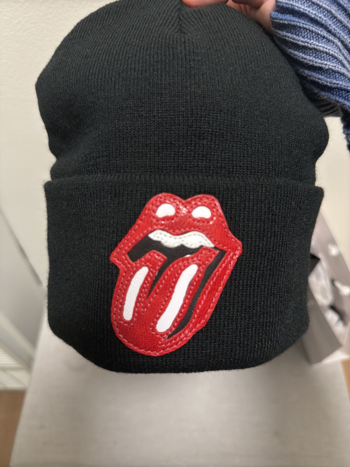 Chrome Hearts Chrome Hearts “Rolling Stones” Leather Patch Beanie Size ONE SIZE - 3 Thumbnail