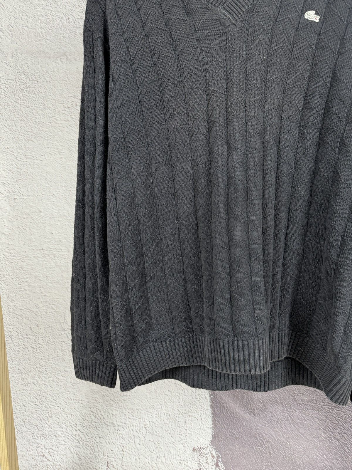Lacoste × Vintage Lacoste vintage v-neck black faded sweater grey label Size US XL / EU 56 / 4 - 5 Thumbnail