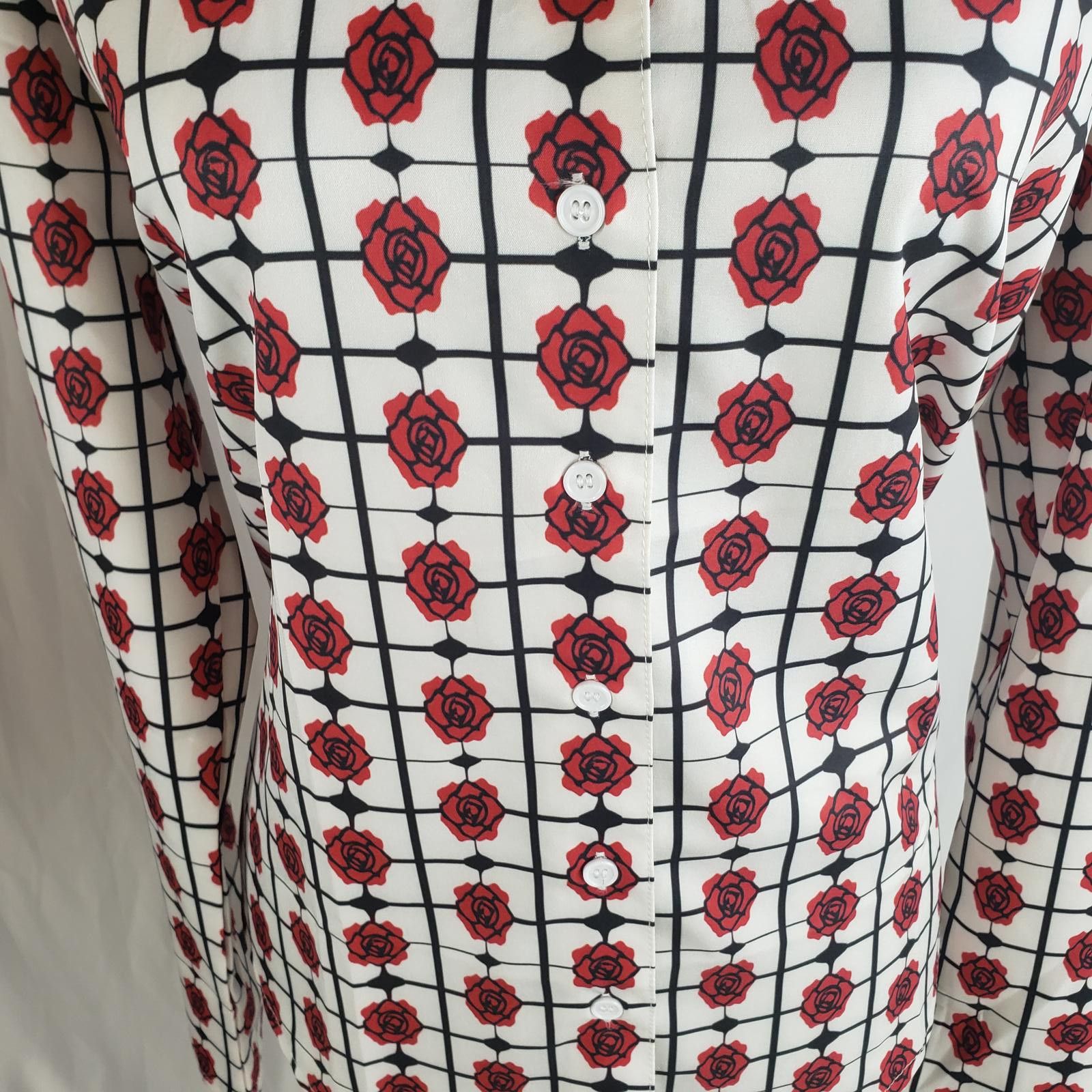 Designer Silk- Style Roses OOAK NWT Blouse SIZE L Designer Sample Size L / US 10 / IT 46 - 2 Thumbnail