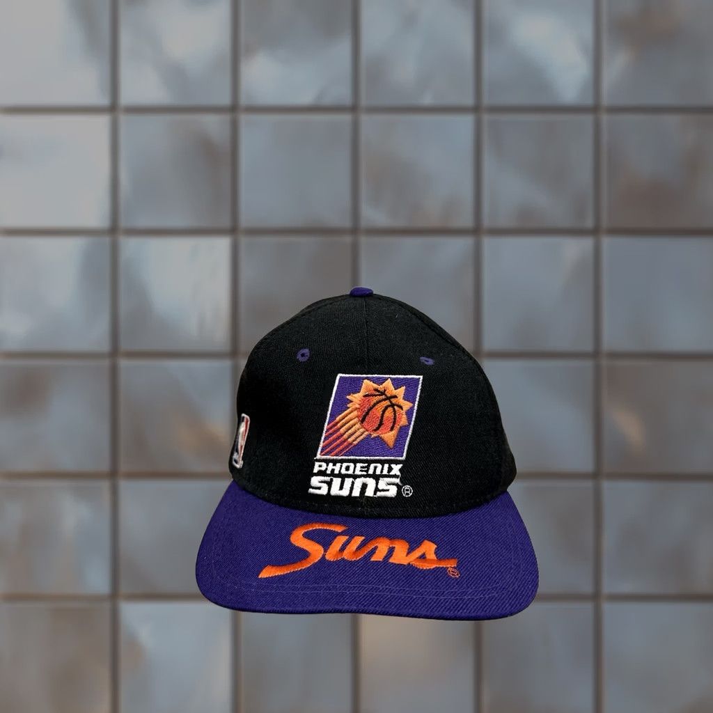 Sports Specialties VINTAGE Phoenix Suns Sports Specialties Snapback Brim Script NBA Plain Logo Black Wool One Size Men Adjustable 90s Hat Size ONE SIZE - 1 Thumbnail