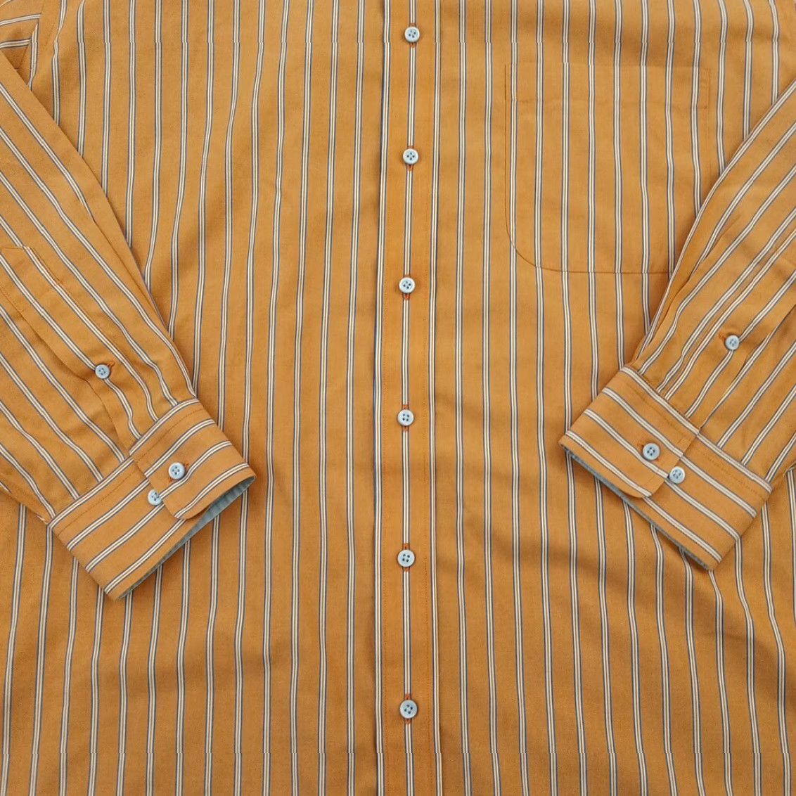 Vintage Paul Fredrick Shirt Mens Size 18 Orange Striped Long Sleeve Button-Up Cotton Size US XXL / EU 58 / 5 - 3 Thumbnail