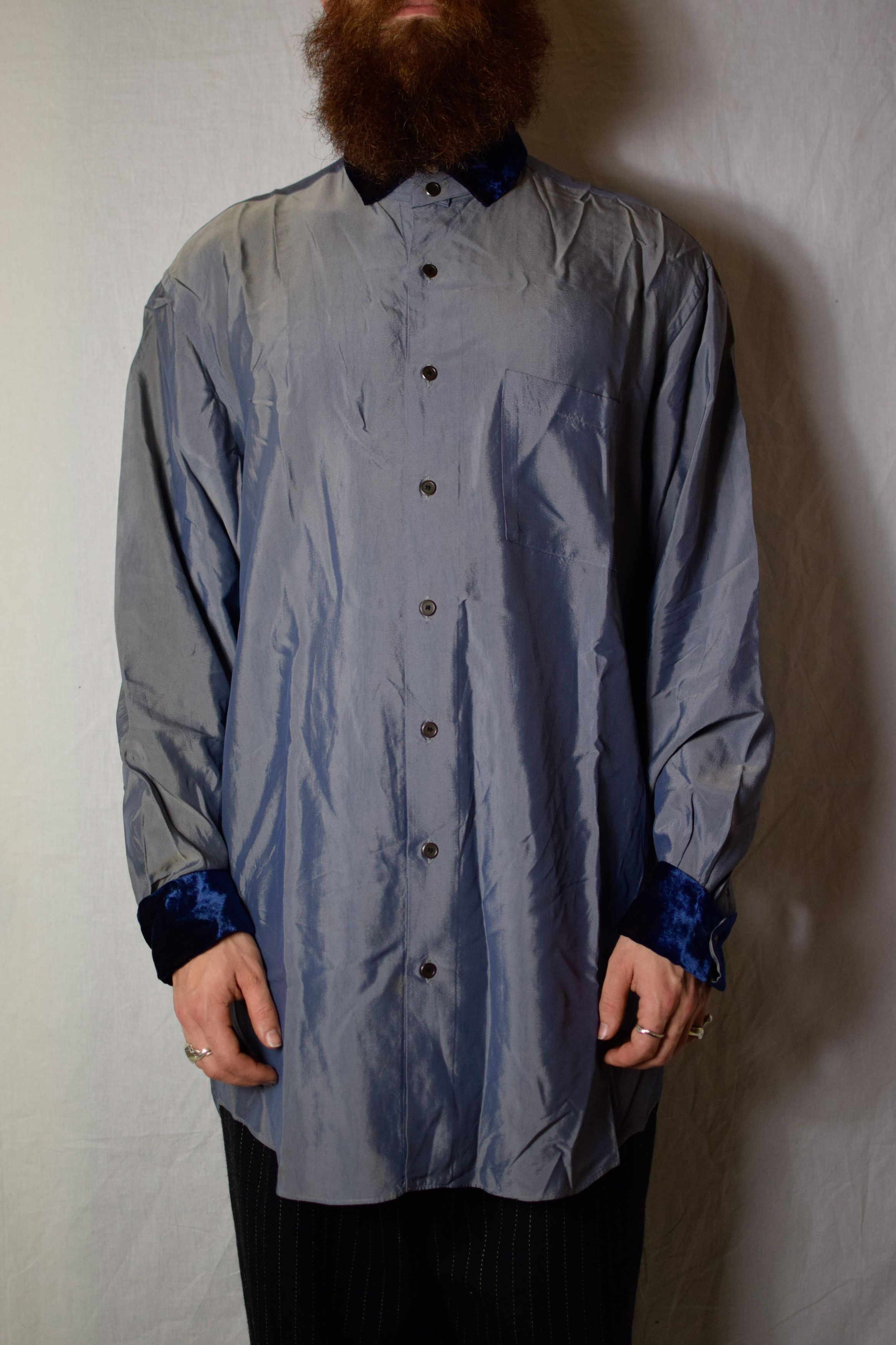 Yohji Yamamoto YYPH Archive Velvet Detail Shirt Size US L / EU 52-54 / 3 - 4 Thumbnail