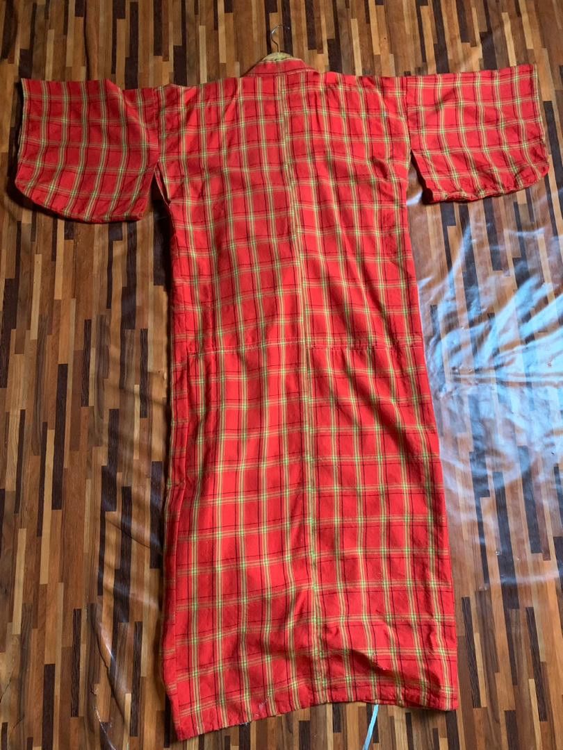 Vintage P6 Weaved Wool Hitoe Kimono Japan Traditional Dress orange Size US XL / EU 56 / 4 - 4 Thumbnail