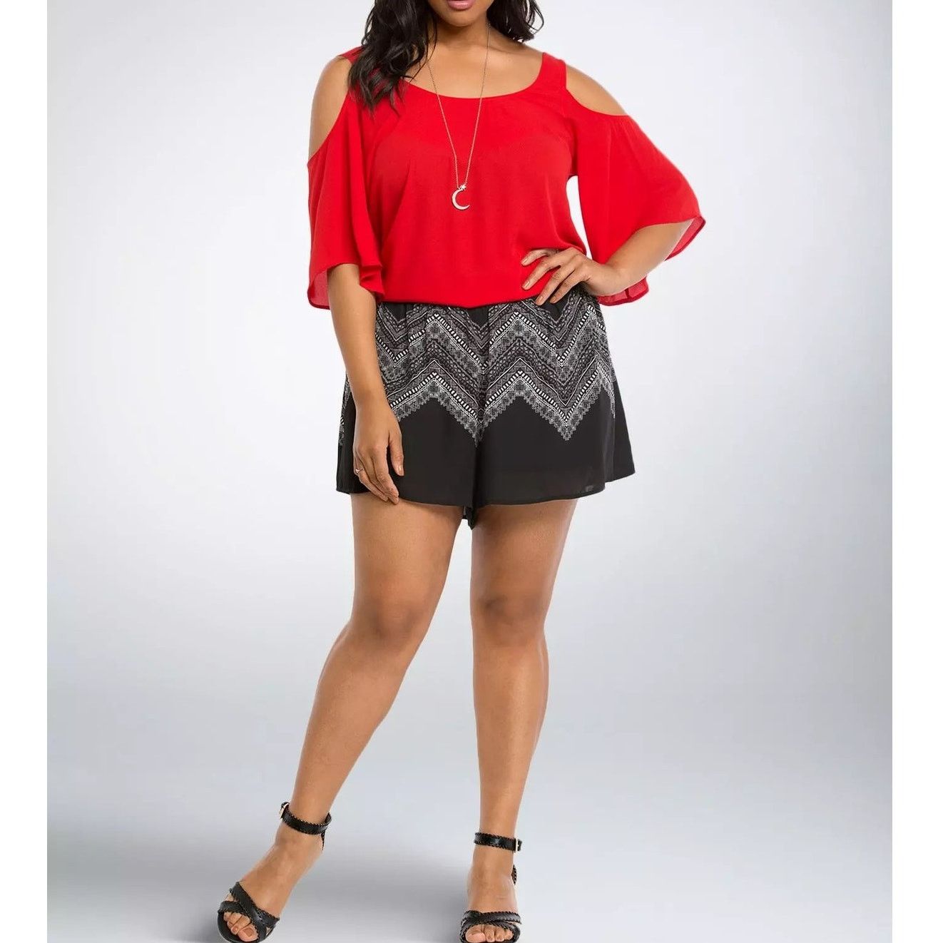 Torrid Torrid Georgette Cold Shoulder Top Blouse Size 3 Plus 3X Size 3XL / US 20-22 - 4 Thumbnail