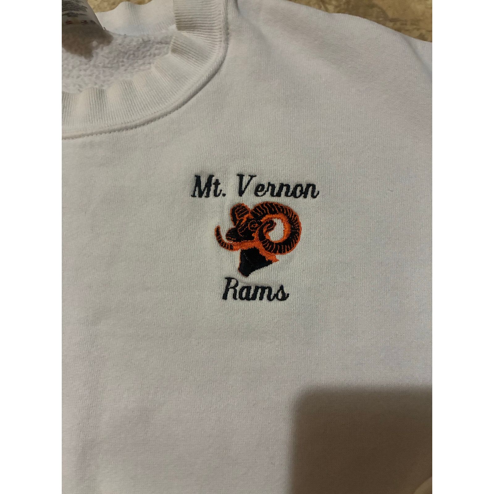 Jerzees Vintage Mount Vernon Rams White Sweatshirt Jerzees XL Size US XL / EU 56 / 4 - 1 Thumbnail