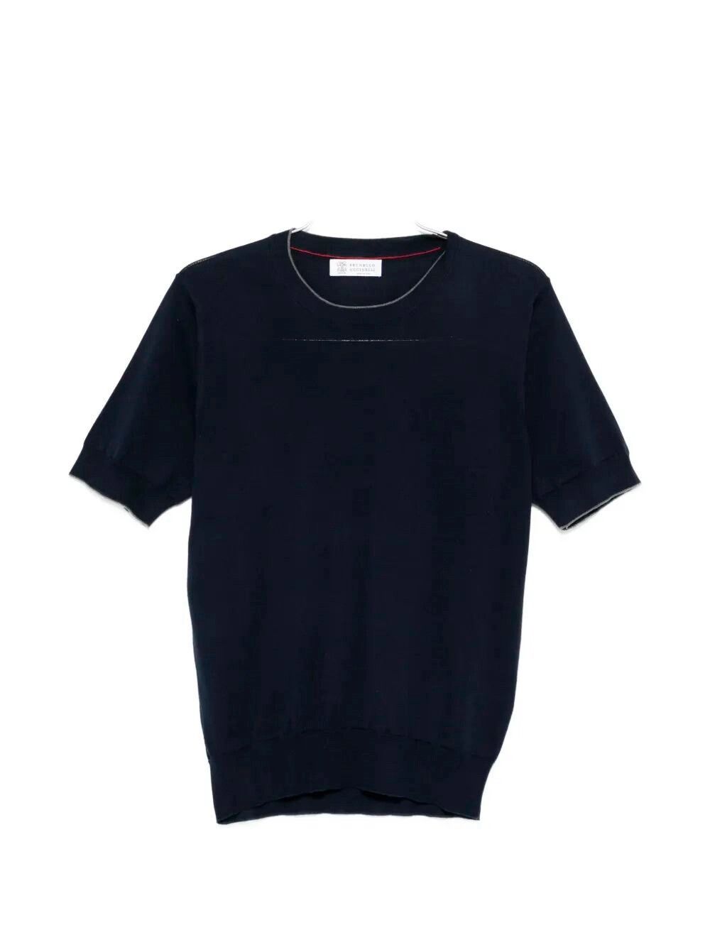 Brunello Cucinelli Cotton Lightweight Knit T-Shirt With Contrast Details Size US XL / EU 56 / 4 - 1 Thumbnail