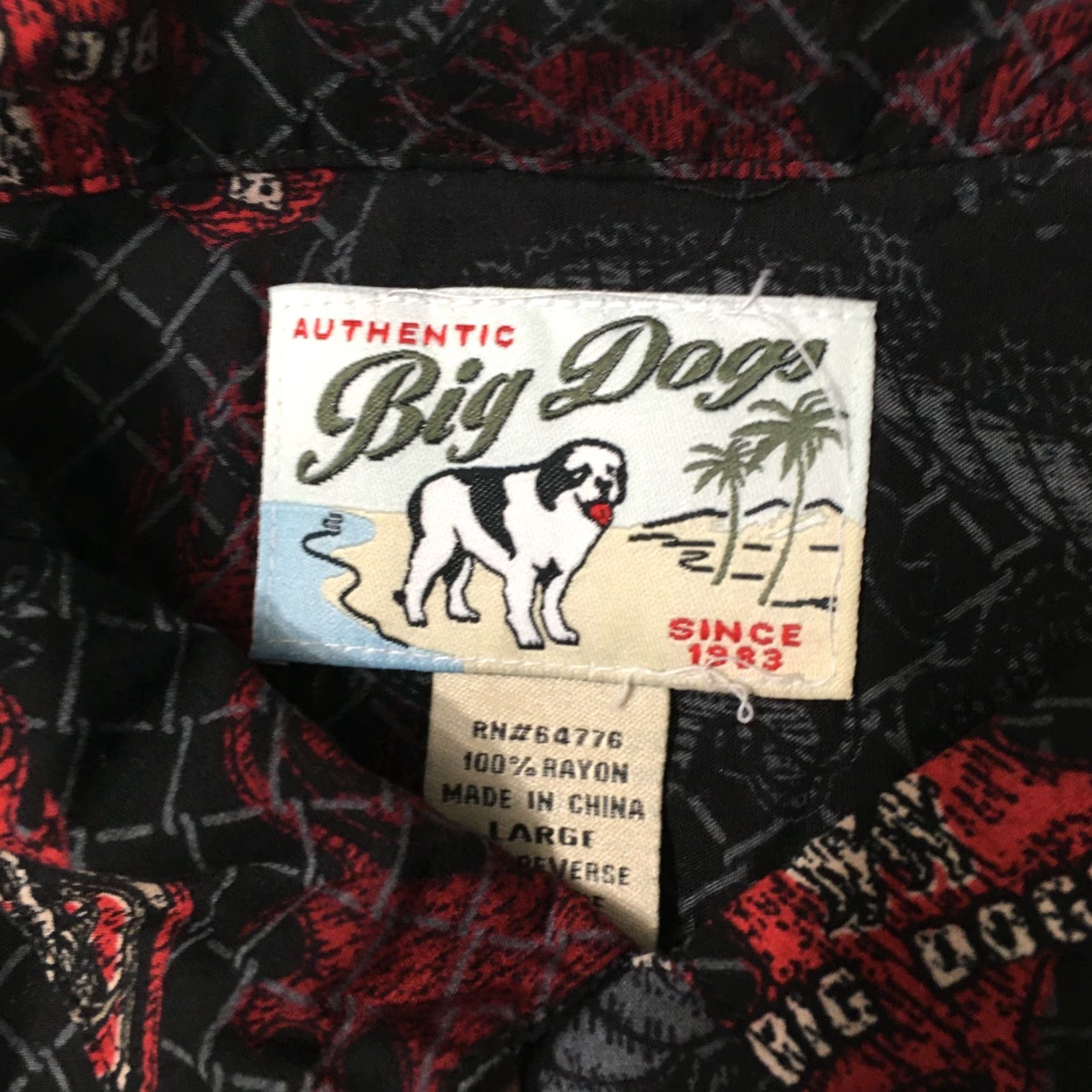 Big Dogs VINTAGE Big Dogs Button-Up Shirt Mens L Black USA Graphic Print Short Sleeve Button-Down 60s 70s 80s Size US L / EU 52-54 / 3 - 5 Thumbnail
