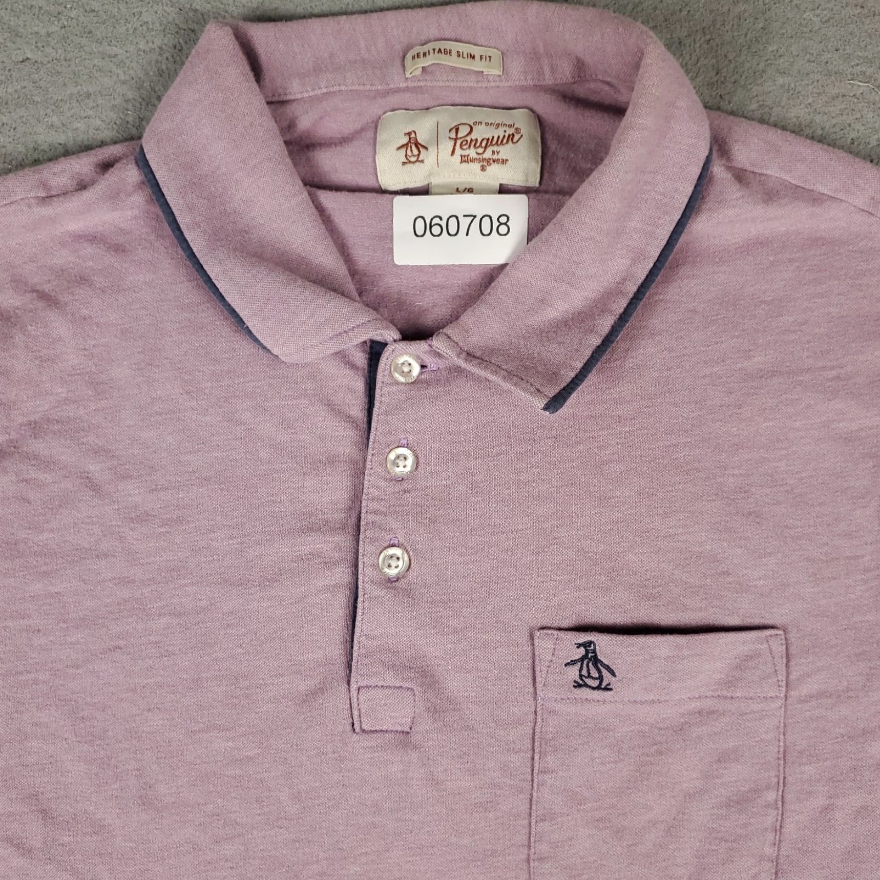 Vintage Penguin Polo Shirt Mens Large Purple Slim Fit Casual Short Sleeve Activewear Size US L / EU 52-54 / 3 - 2 Thumbnail