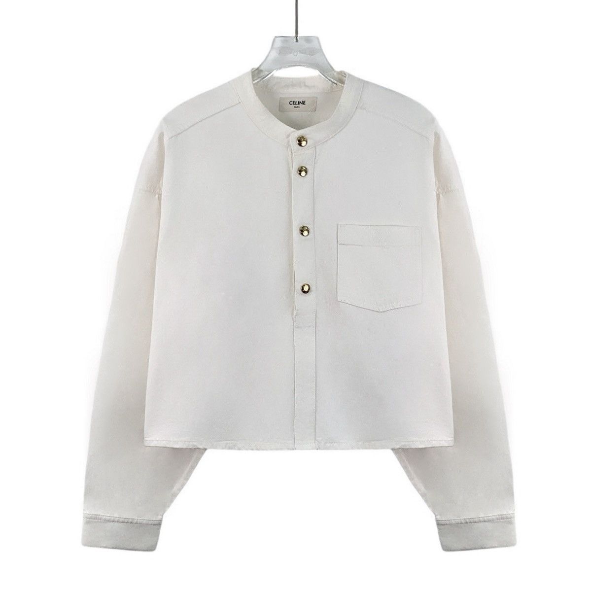 Celine White Arc de Triomphe Embroidered Denim Jacket
