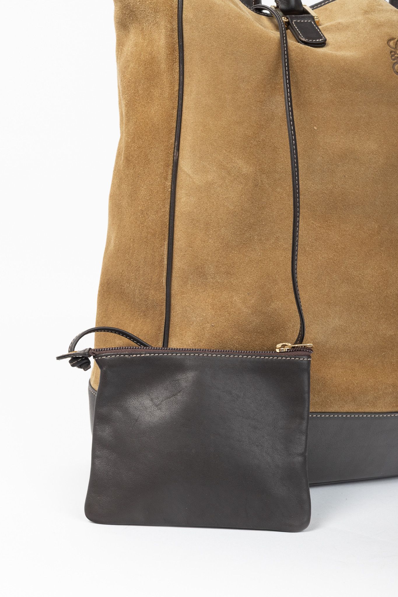 Loewe Loewe Amazona Oro Suede & Marron Leather Tote Bag Size ONE SIZE - 6 Thumbnail