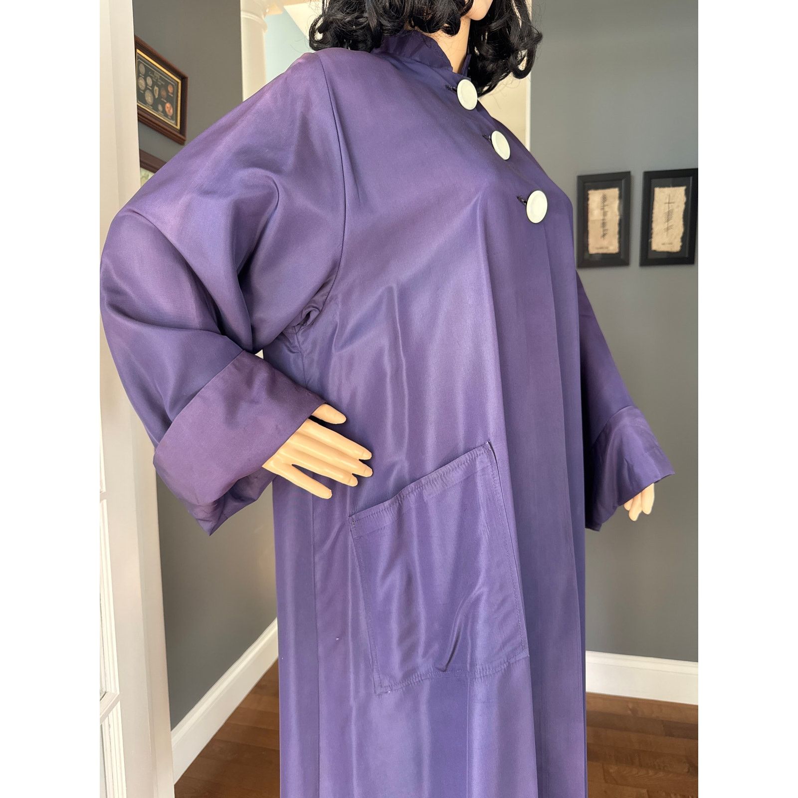 Vintage Vintage Purple Sateen Lined Duster Swing Coat 3 button close Size L / US 10 / IT 46 - 17 Thumbnail