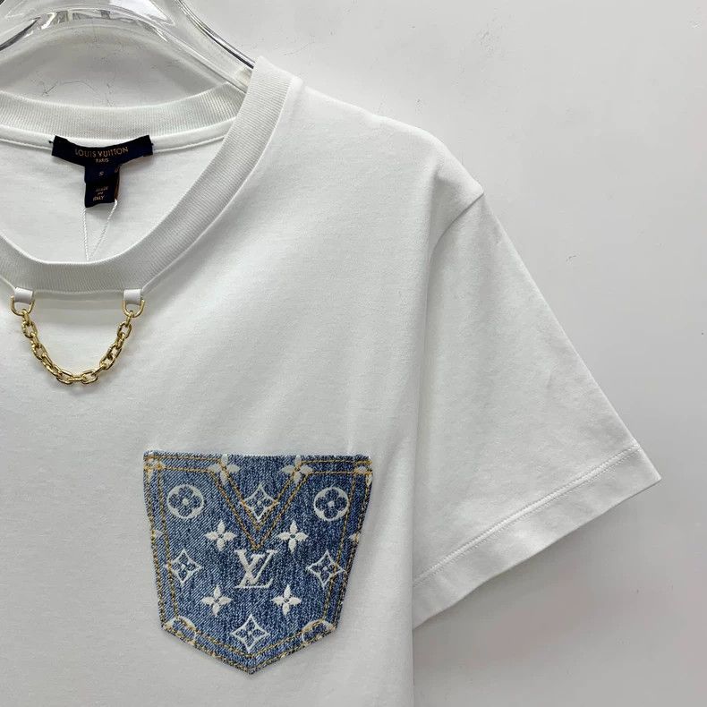 Louis Vuitton Louis Vuitton White pocket logo printed chain cotton crewn Size S / US 4 / IT 40 - 3 Thumbnail