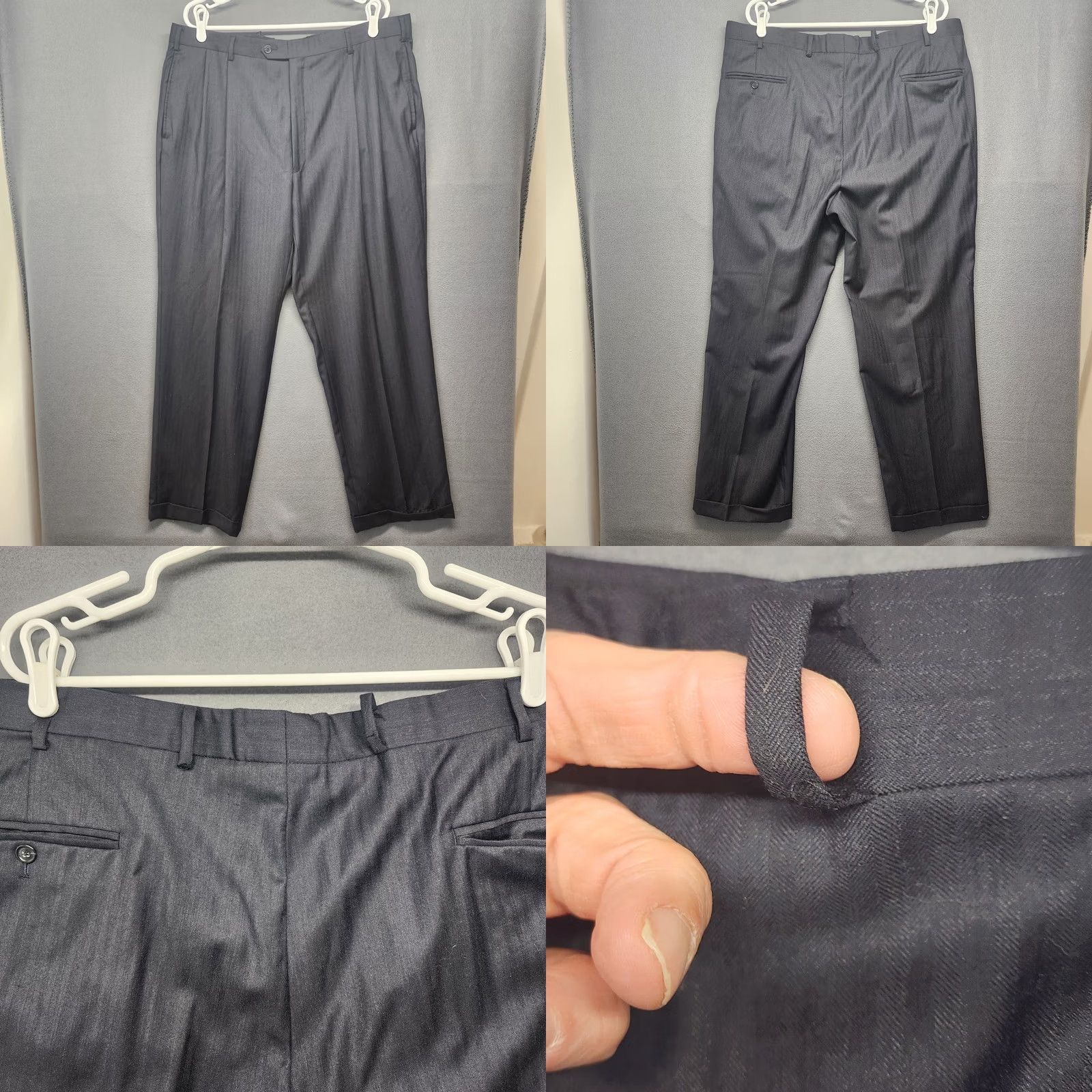 Jos. A. Bank Jos A. Bank Mens Suit Navy Blue 100% Wool Jacket 44L Pants 38x30 Pleated Cuffed Wool Suit Set Mens Formal Business 2 Piece 44L 38x30 Navy Blues Size 44R - 9 Thumbnail