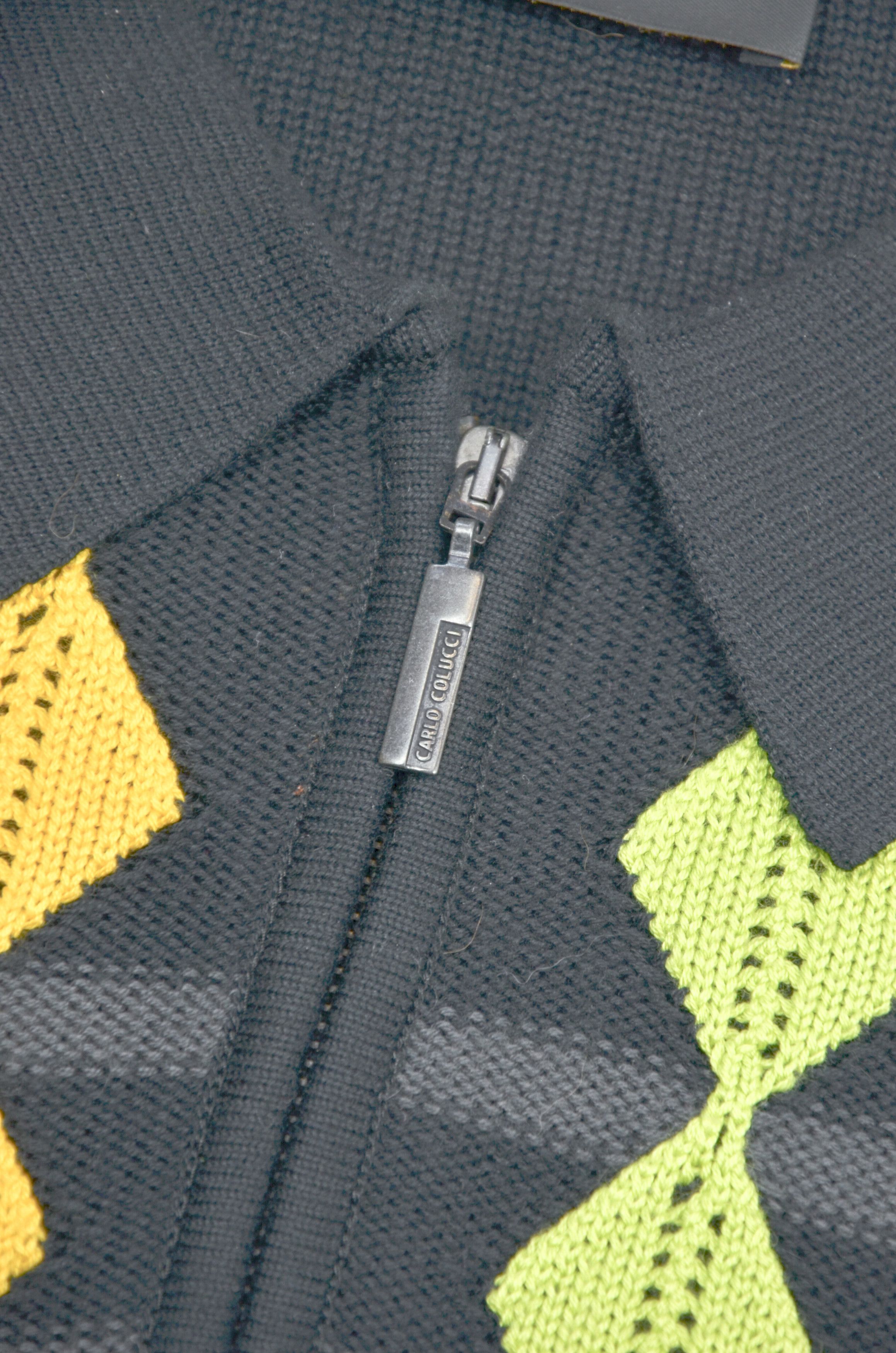 Carlo Colucci Carlo Colucci Black Knit Sweater Rainbow Pattern 48 Size US M / EU 48-50 / 2 - 6 Thumbnail