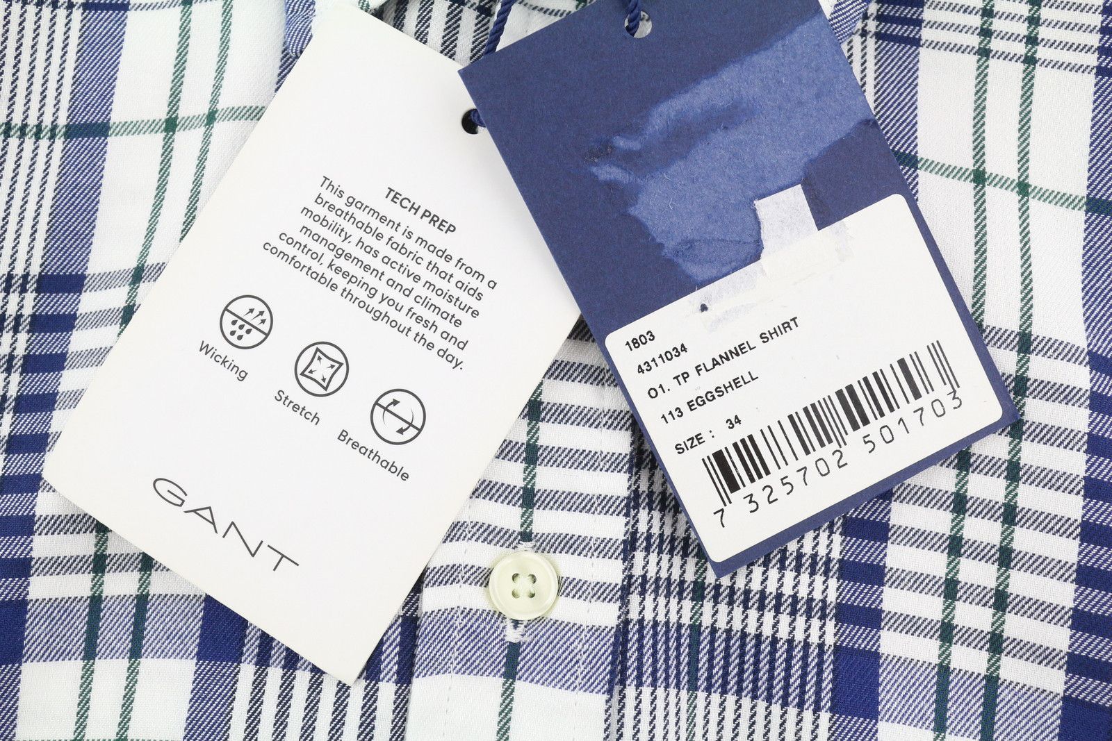 Gant FLANNEL EU34 Plaid Pattern Button-Up Spread Shirt 84930 Size XS / US 0-2 / IT 36-38 - 7 Thumbnail