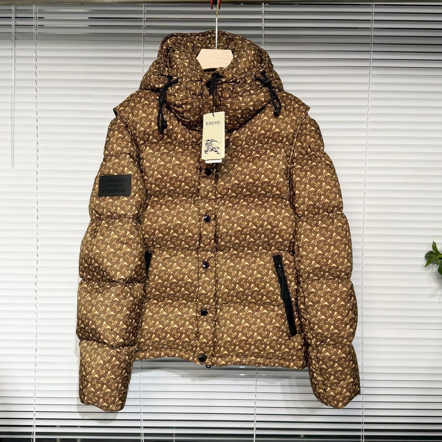 burberry brown down vest with removable sleeves