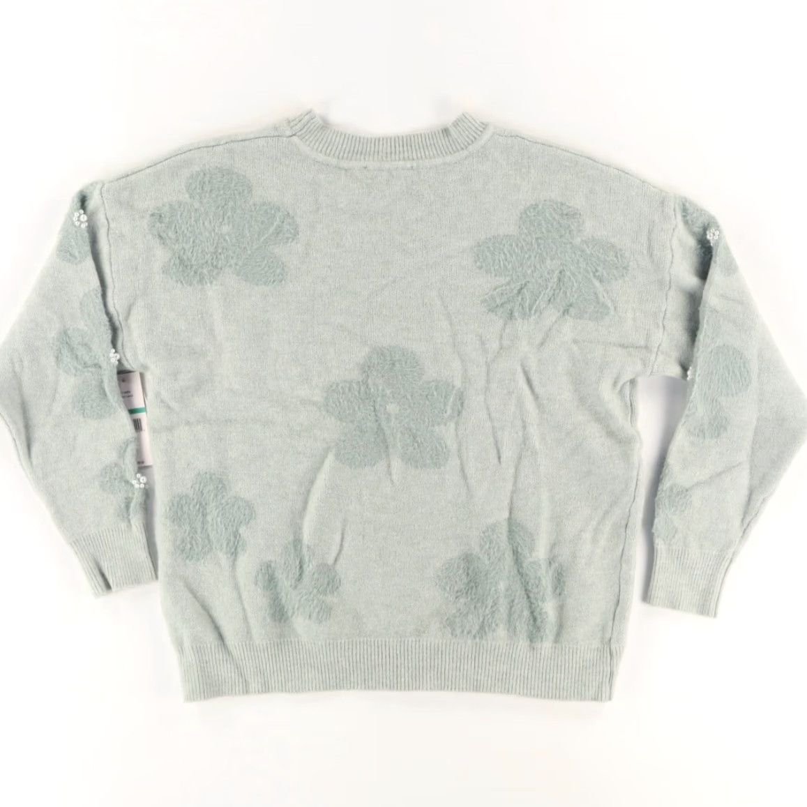 Nanette Lepore Nanette Lepore Cozy Flower Carm Crewneck Solid Long Sleeve Sage Women's L Sweater Shirt Size L / US 10 / IT 46 - 4 Thumbnail
